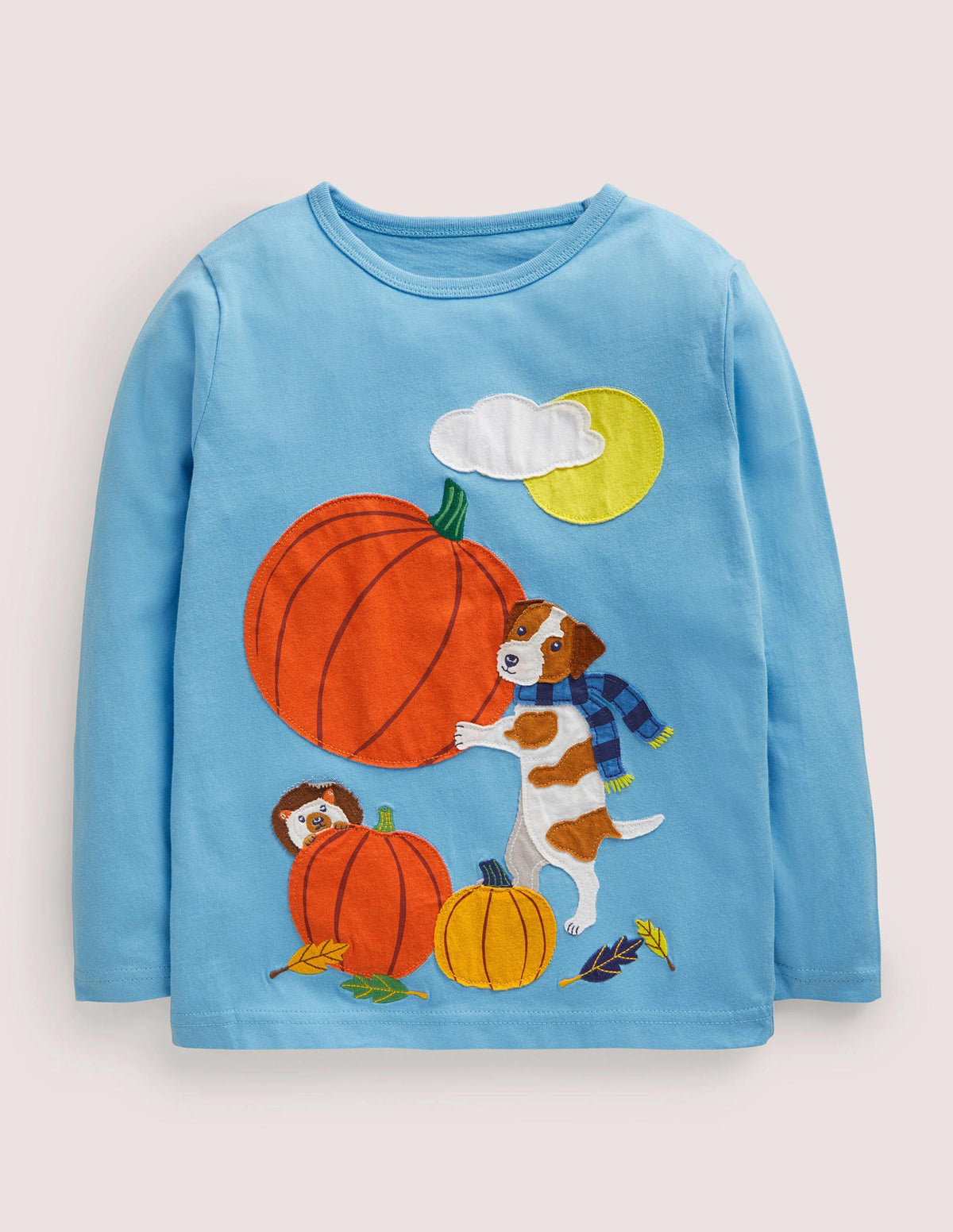 Blue Pumpkin Appliqué Long-Sleeved Halloween T-shirt-Surfbrett-Blau, Kürbis-1