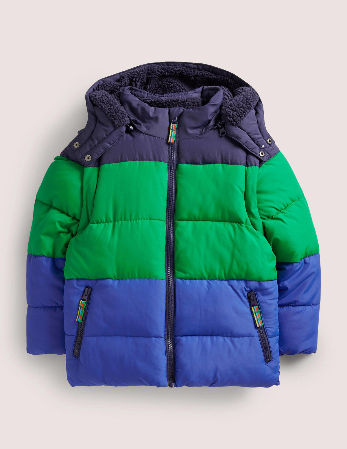 Colourblock 2-in-1 Puffer Jacket-Colourblock bleu marine universitaire/vert - Image 1