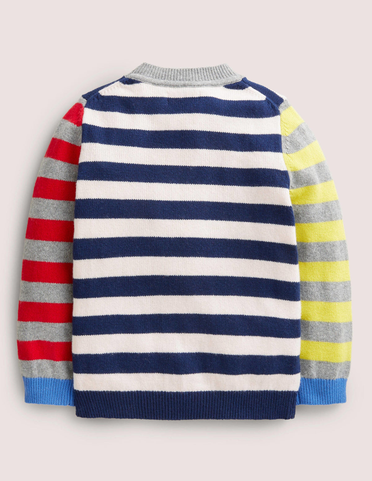 Gemusterter Pullover mit Rundhalsausschnitt-Bunt, Gestreift/Blockfarben-2