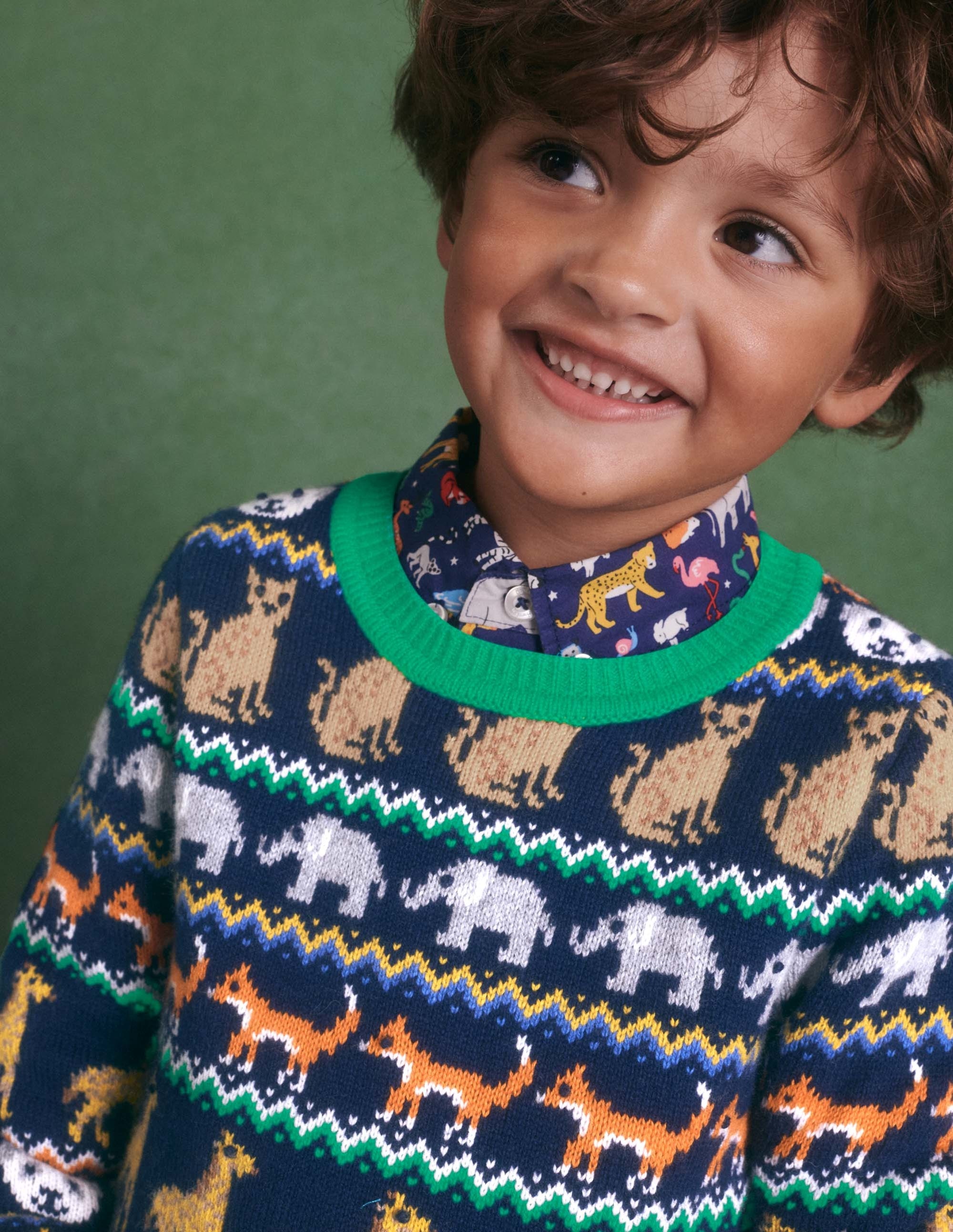 Fair-Isle-Pullover-Schuluniform-Navy, Tier-Fair-Isle-Muster - Image 4