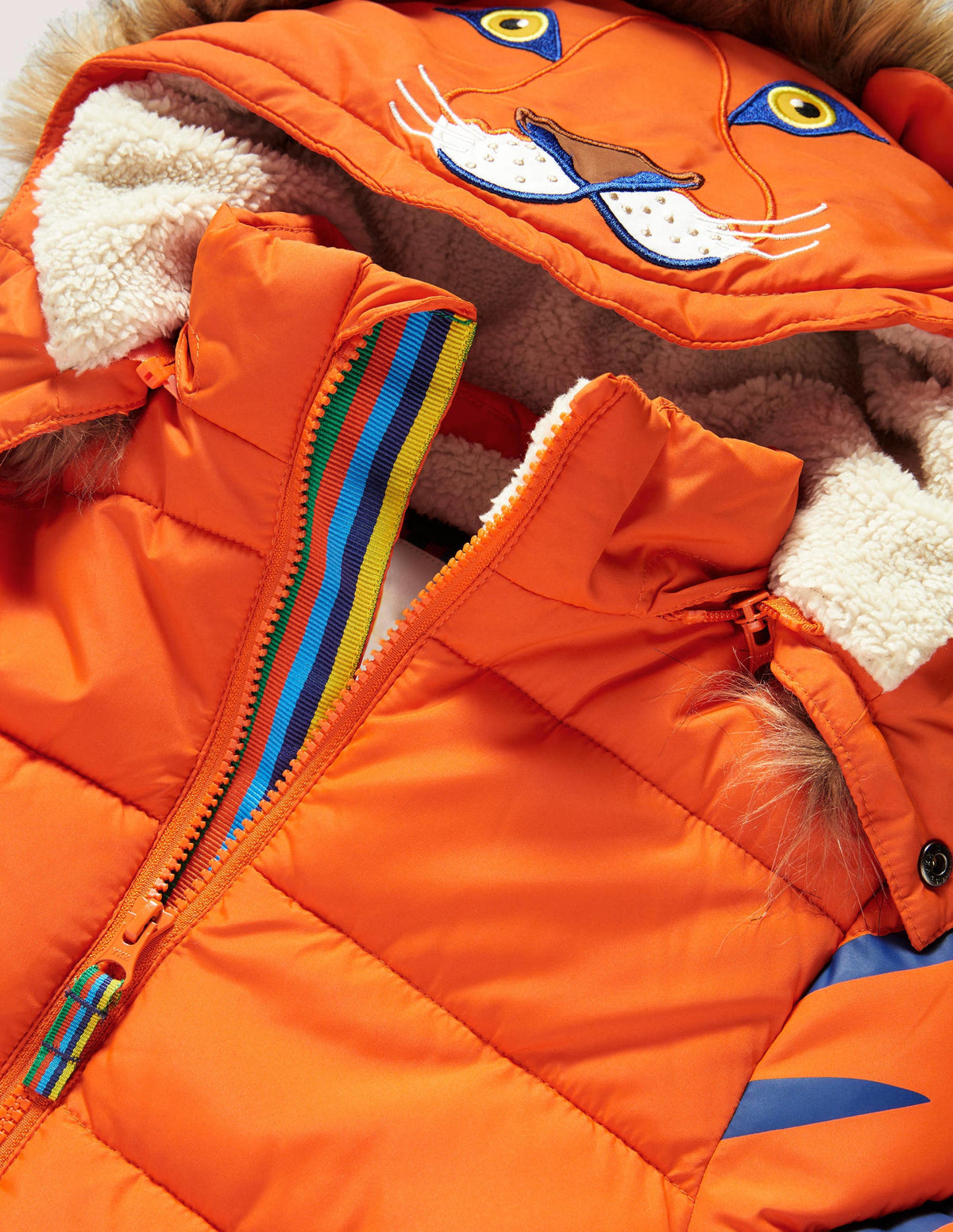 Fröhliche wattierte Jacke-Mandarinenorange, Tiger - Image 3
