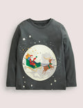 Glowing Festive T-shirt-Charcoal Grey Moon