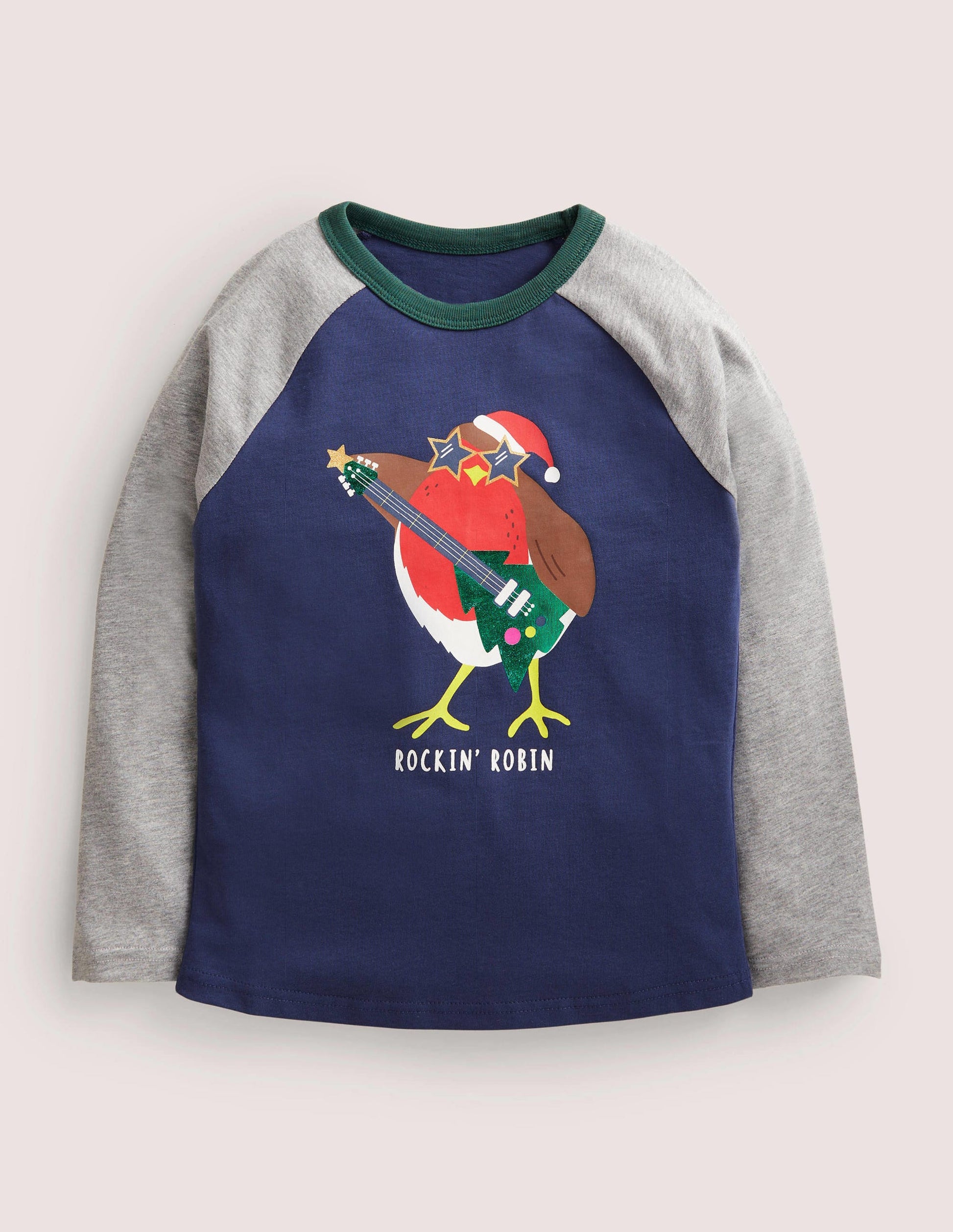 Festliches Raglan-Oberteil-Schuluniform-Navy, Rockiges Rotkehlchen-1