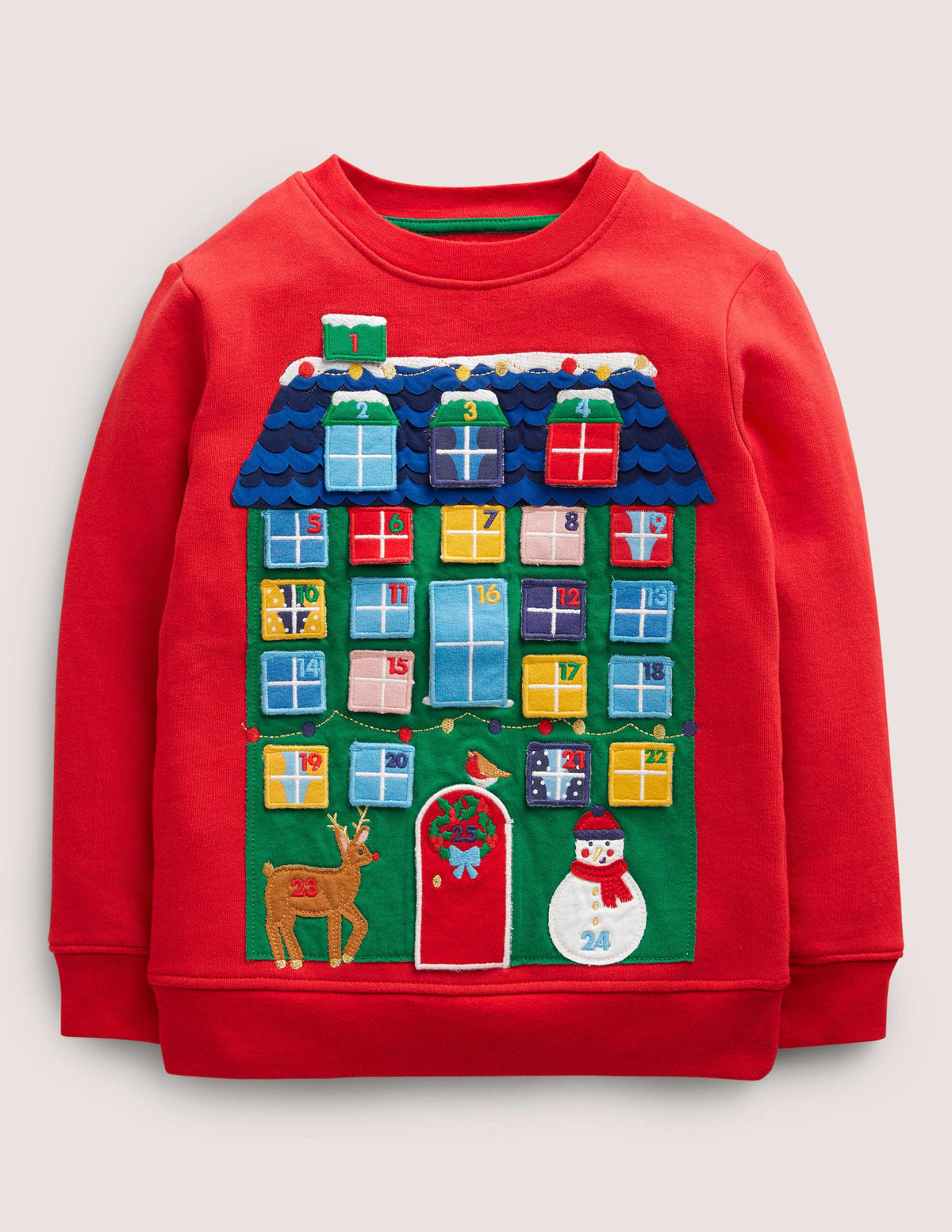 Sweatshirt mit Adventskalender-Motiv-Rockabilly-Rot-1
