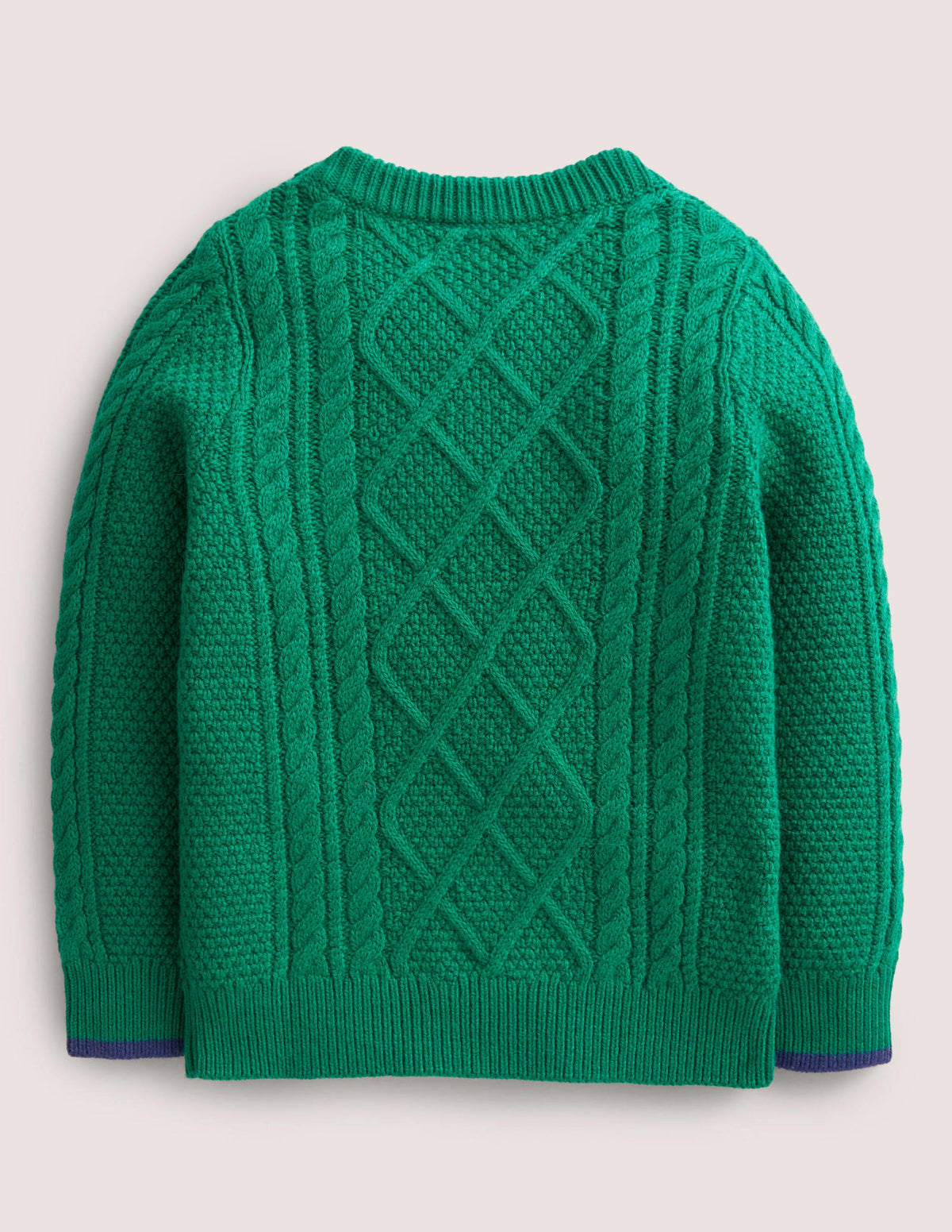 Zopfstrickpullover mit Rundhalsausschnitt-Waldgrün - Image 2