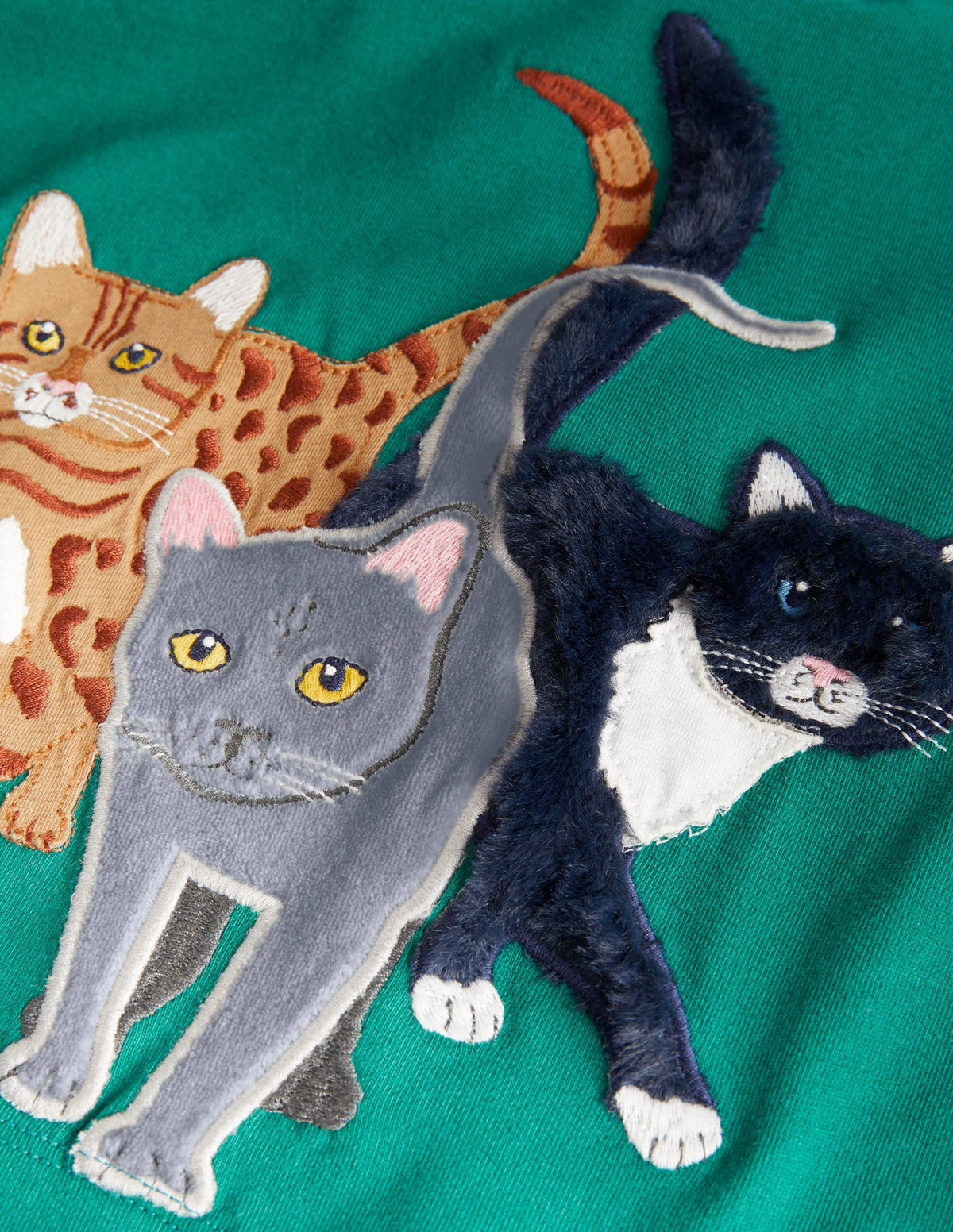 T-Shirt mit Tierapplikation-Waldgrün, Katzen - Image 3