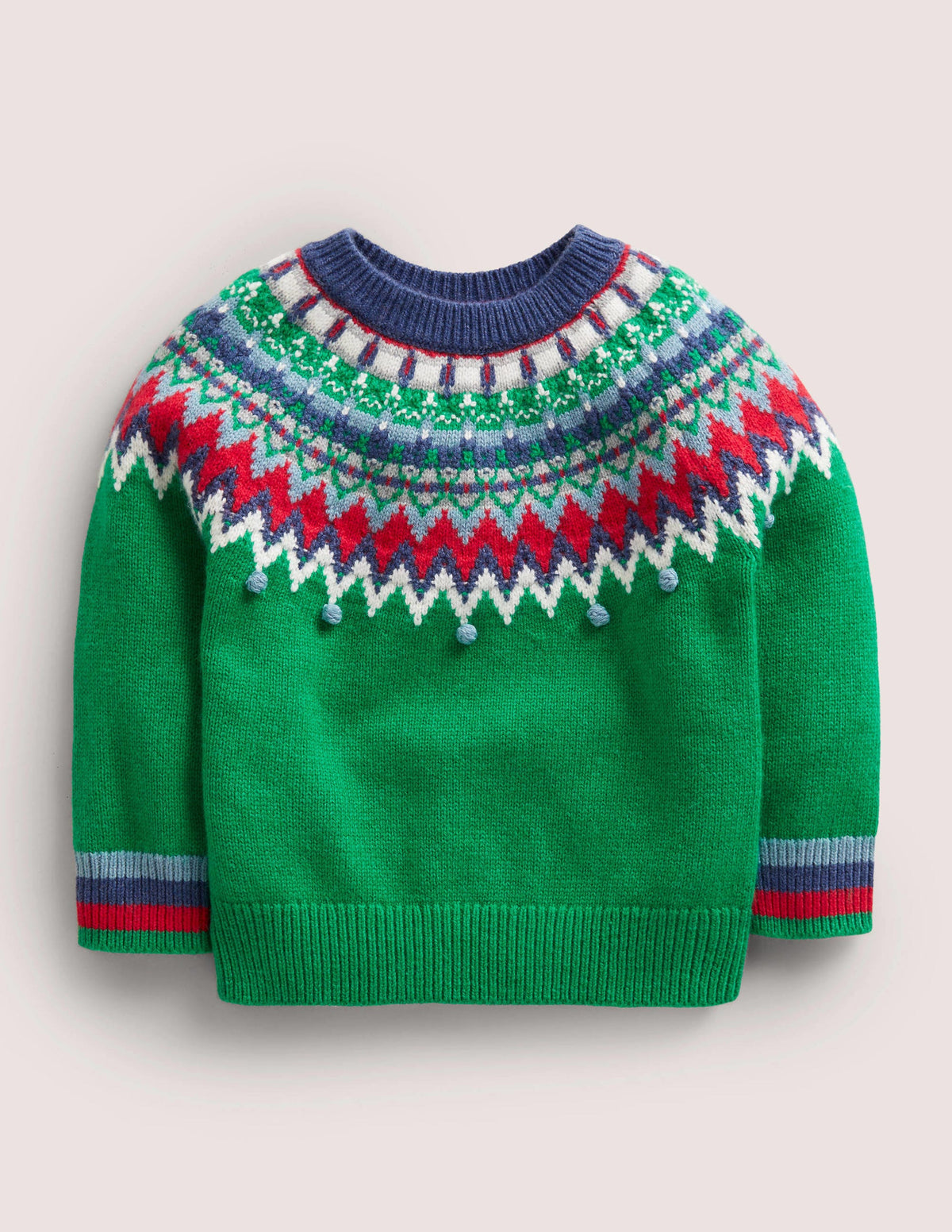 Klassischer Fair-Isle-Pullover-Trekking-Grün, Buntes Fair-Isle-Muster - Image 1