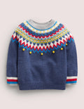 Klassischer Fair-Isle-Pullover-Schuluniform-Navy, Buntes Fair-Isle-Muster