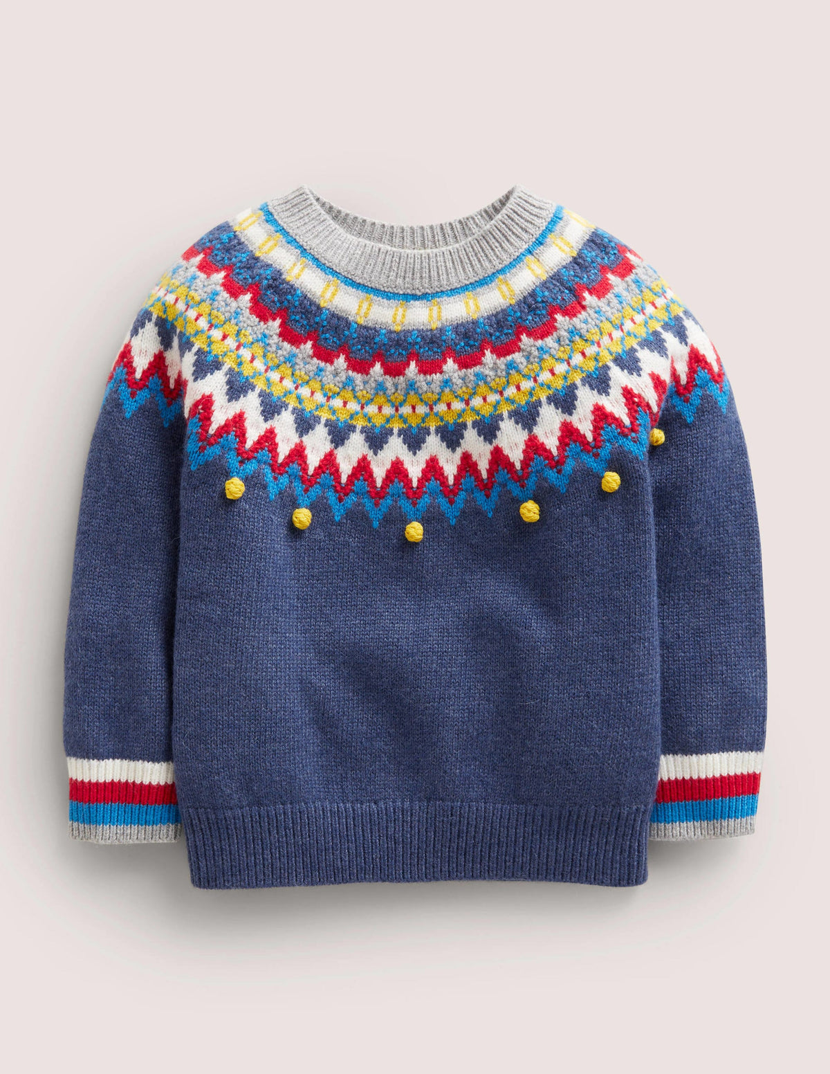 Klassischer Fair-Isle-Pullover-Schuluniform-Navy, Buntes Fair-Isle-Muster-1