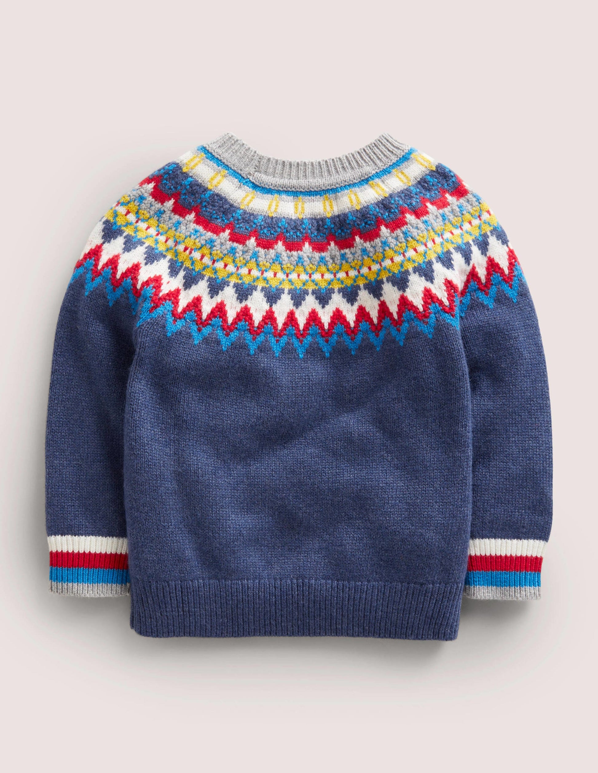 Klassischer Fair-Isle-Pullover-Schuluniform-Navy, Buntes Fair-Isle-Muster-2