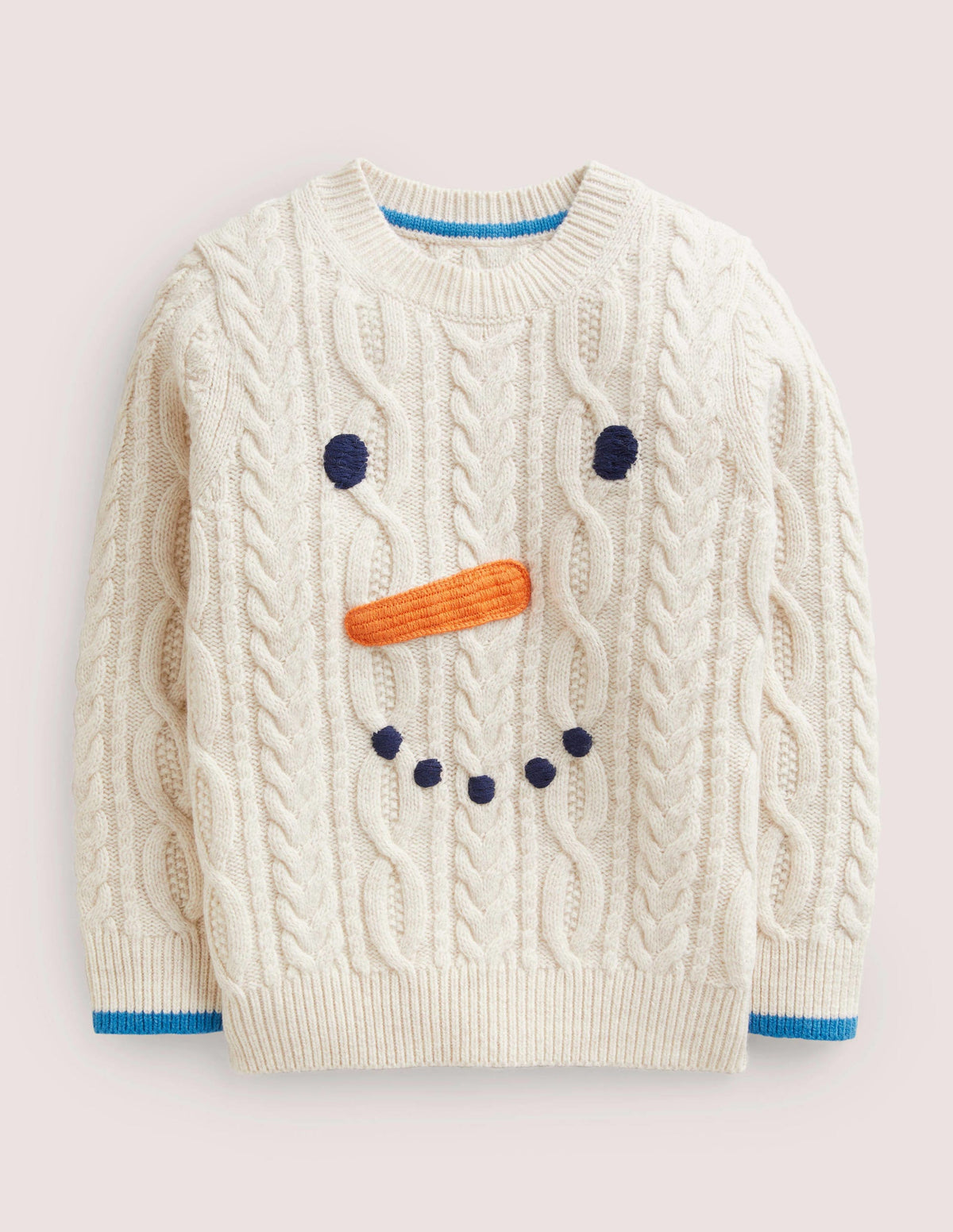 Cable Snowman Jumper-Ecru Marl Snowman - Image 1