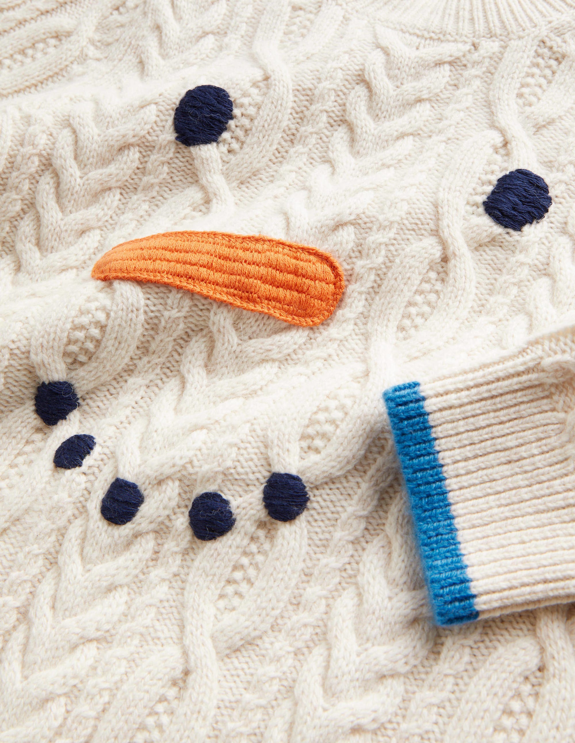 Cable Snowman Jumper-Ecru Marl Snowman - Image 3