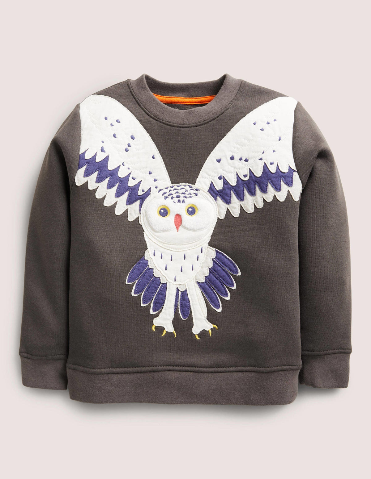 Sweatshirt mit Eulenapplikation-Rauchgrau, Eule - Image 1
