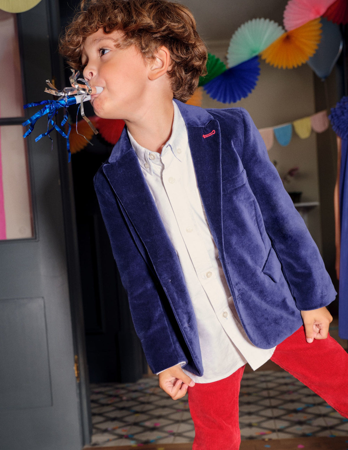 Navy Velvet Christmas Party Blazer-Schuluniform-Navy, Samt-5