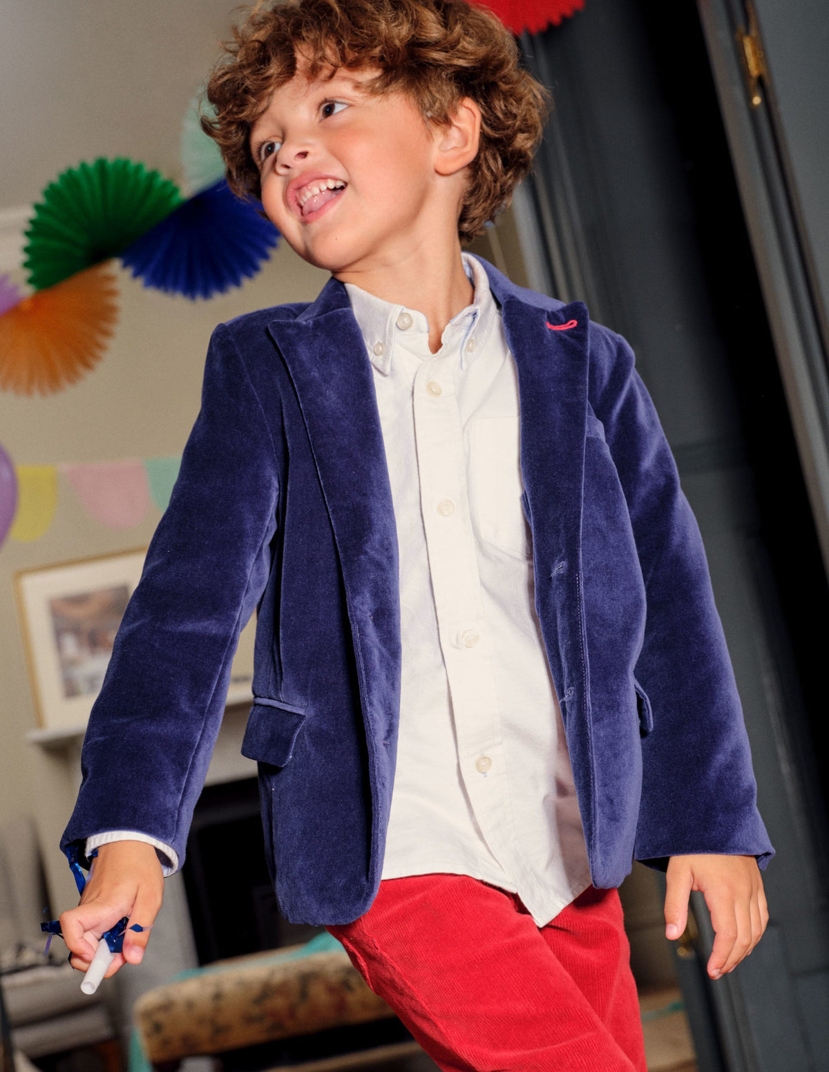 Navy Velvet Christmas Party Blazer-Schuluniform-Navy, Samt-6