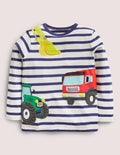 Front & Back Vehicle T-shirt-Ivory/Starboard Stripe