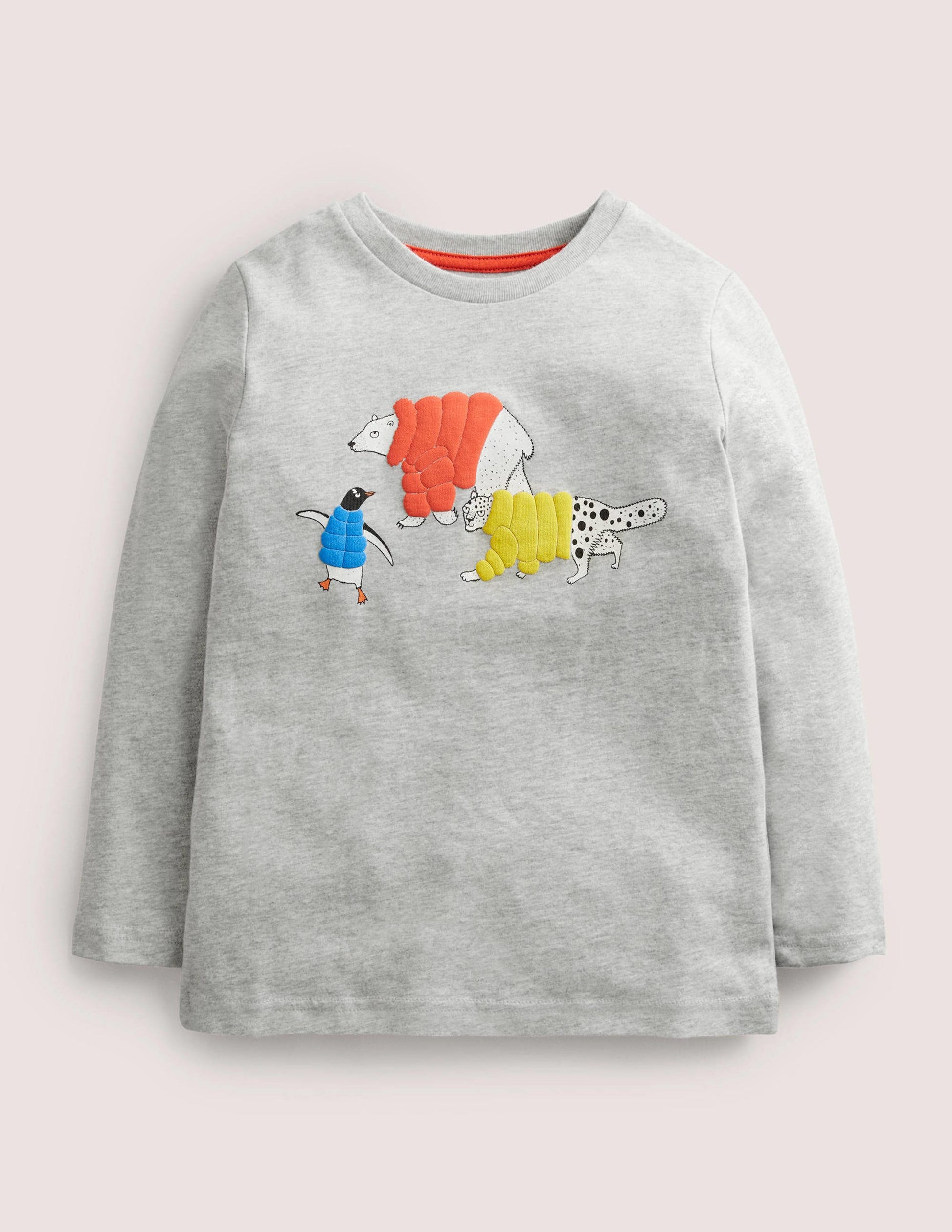 Oberteil mit Puff-Print-Grau Meliert, Tiere-1
