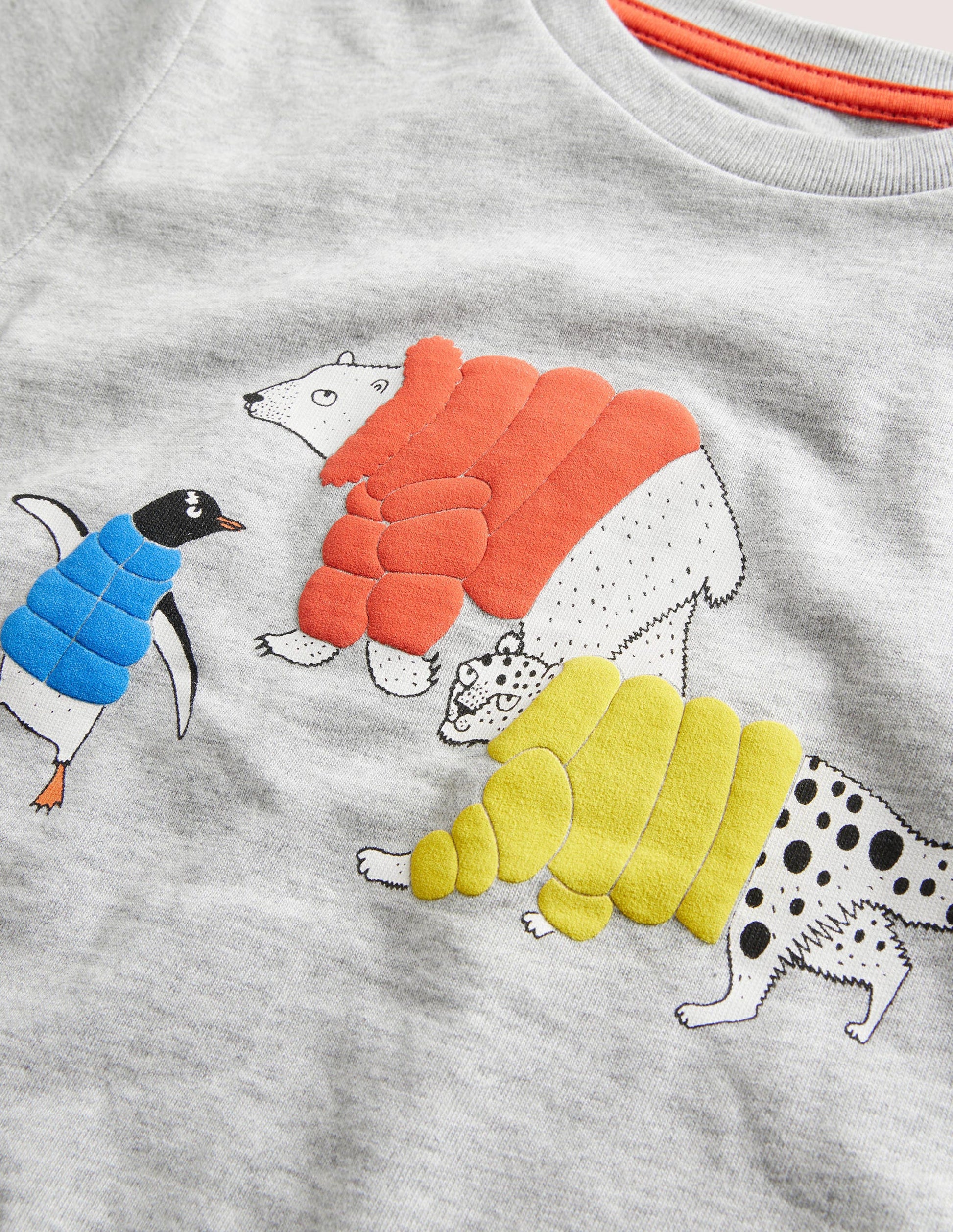 Oberteil mit Puff-Print-Grau Meliert, Tiere-3