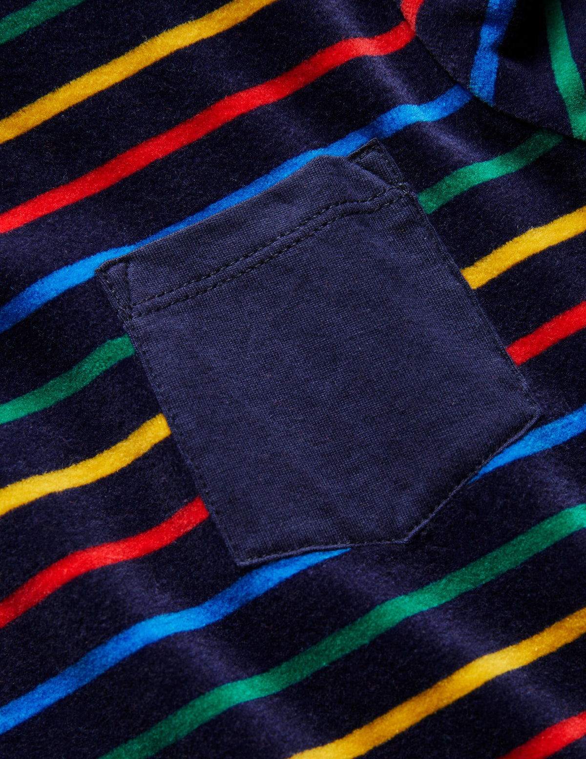 Velours-Oberteil ohne Logo-Segelblau, Regenbogenstreifen-3