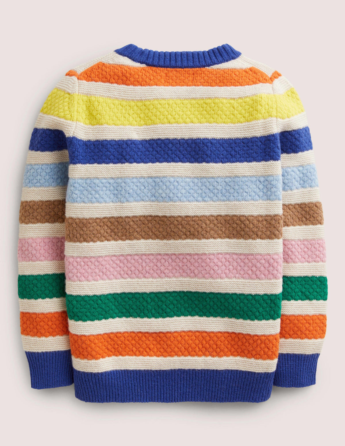 Mini-me Stripe Jumper-Oatmeal Rainbow Stripe - Image 2