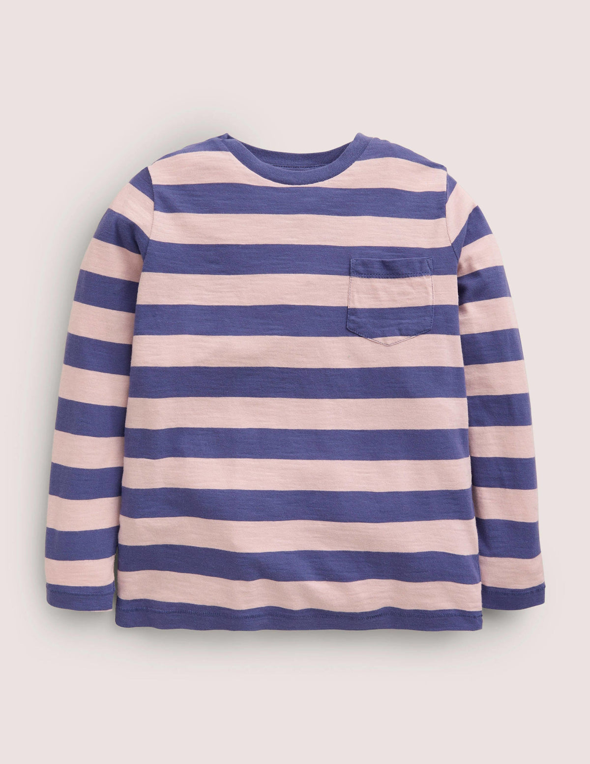 T-shirt délavé à manches longues-Rose/bleu-1