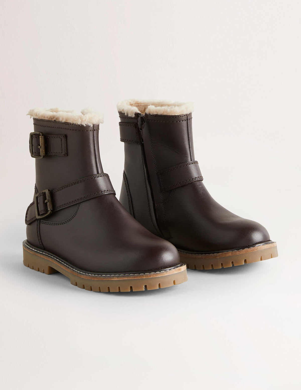 Biker-Stiefel aus Leder-Schokobraun-2