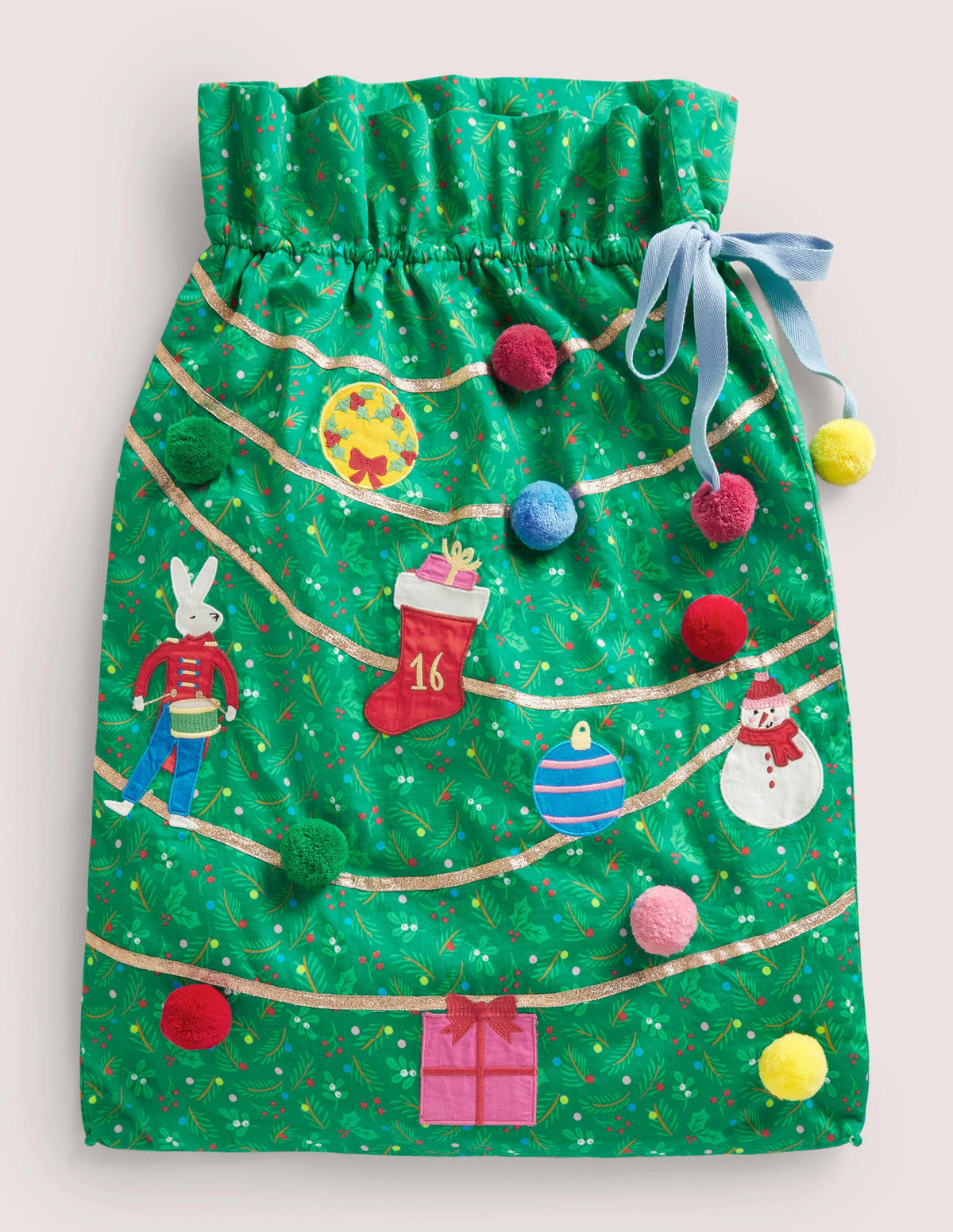 Green Embroidered Christmas Sack-Schottengrün - Image 1