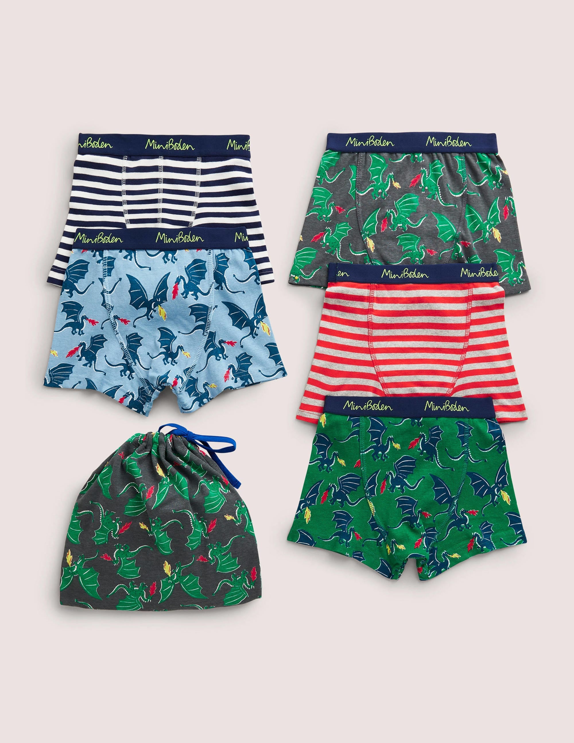 Boxershorts im 5er-Pack-Schottengrün, Drache - Image 2