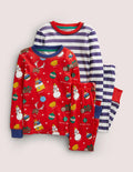 2 pyjamas longs douillets-Joyeux Noël rouge rockabilly