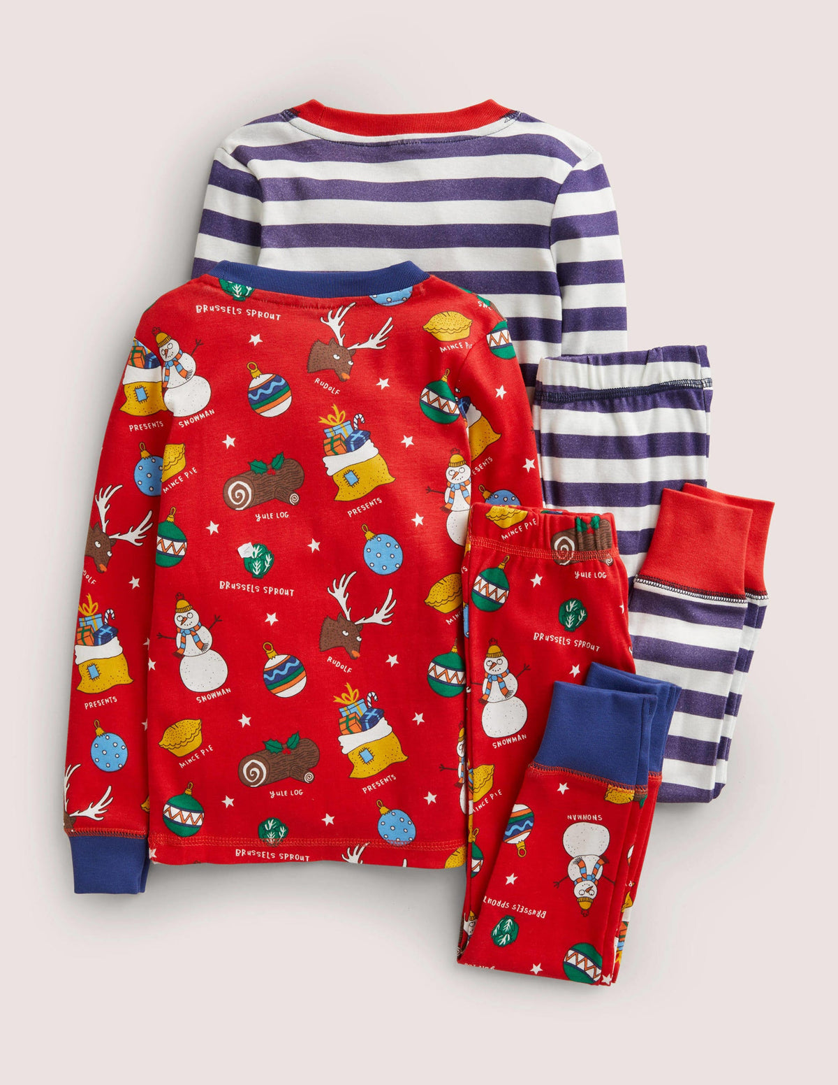 2 pyjamas longs douillets-Joyeux Noël rouge rockabilly-2