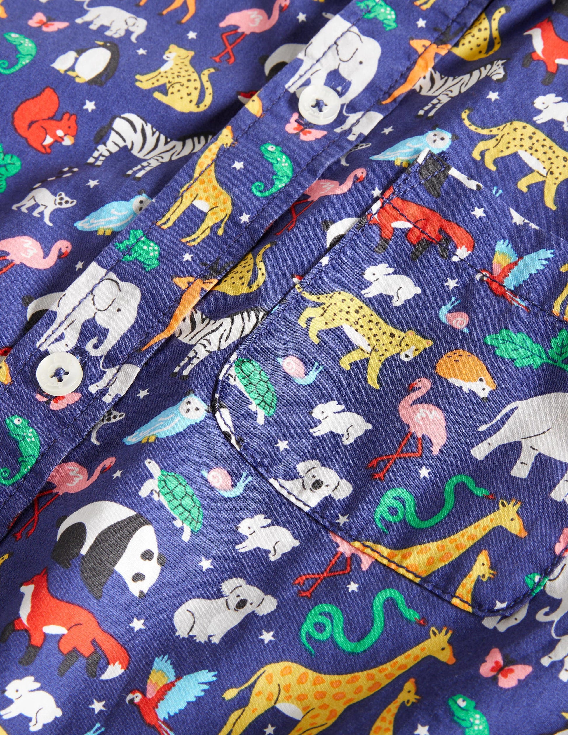 Lässiges Twill-Hemd-Segelblau, Tiere-3
