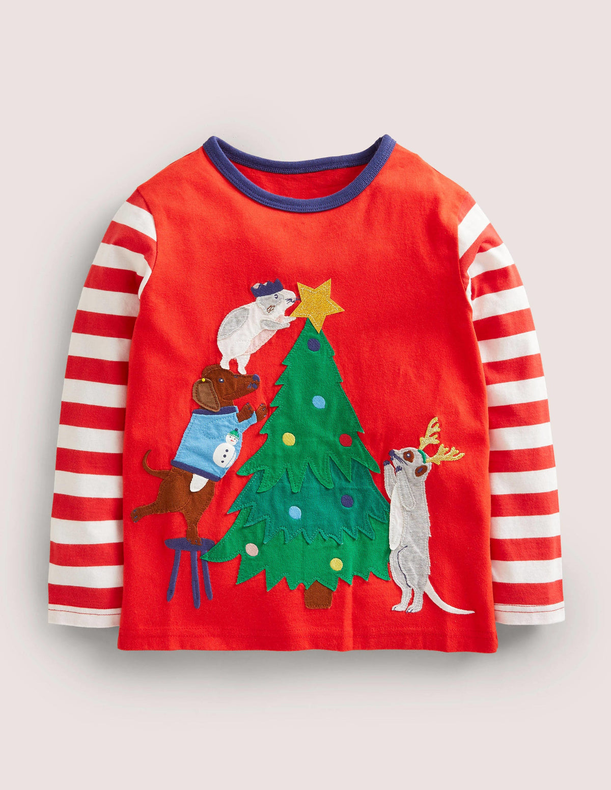 Appliqué Festive T-shirt-Fire Red Tree - Image 1