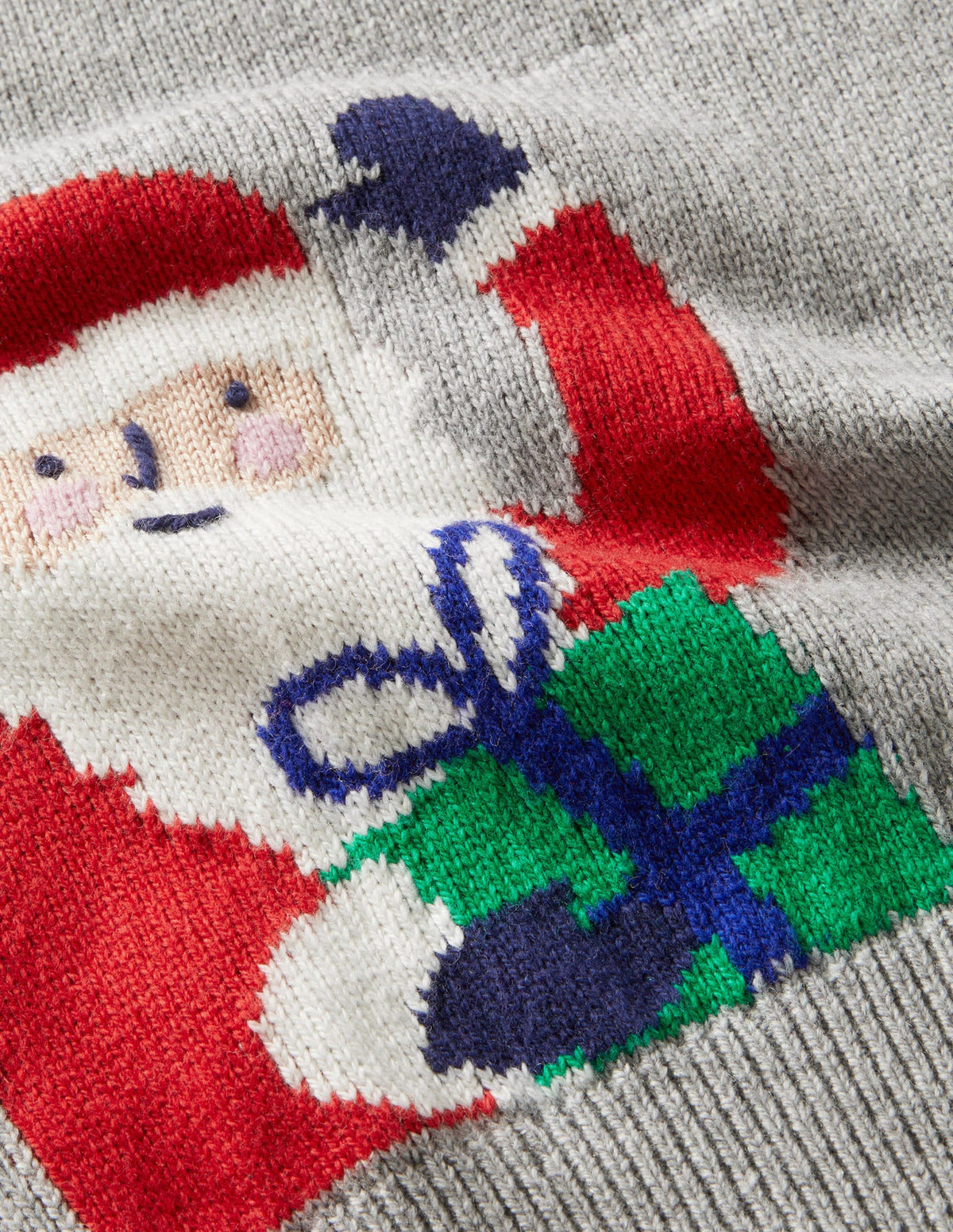 Grey Stripe Festive Christmas Jumper-Grün Meliert, Festliche Freunde - Image 3