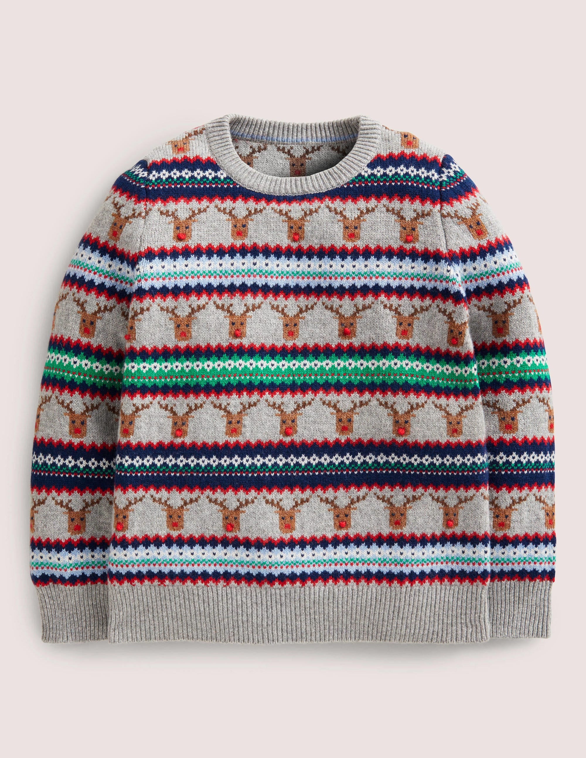 Fair-Isle-Pullover mit Rentieren-Grau Meliert - Image 1
