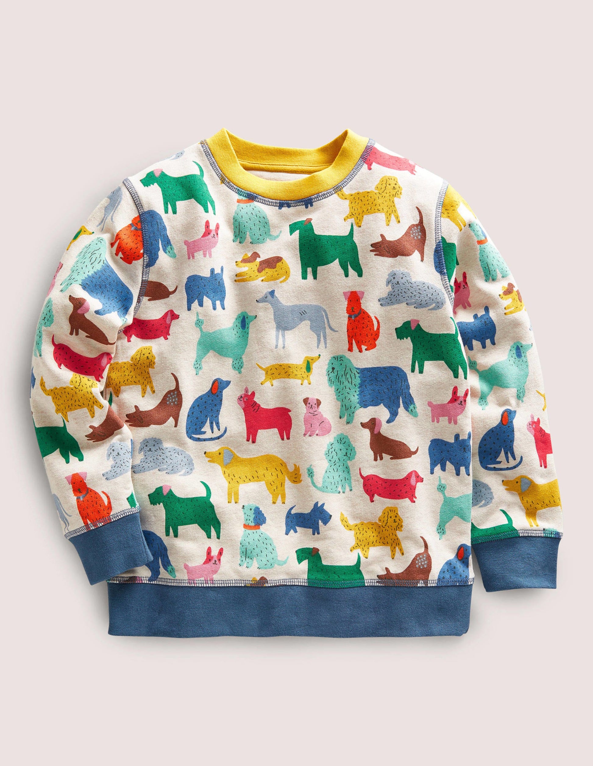 Sweat imprimé-Chien avoine chiné/bleu-1
