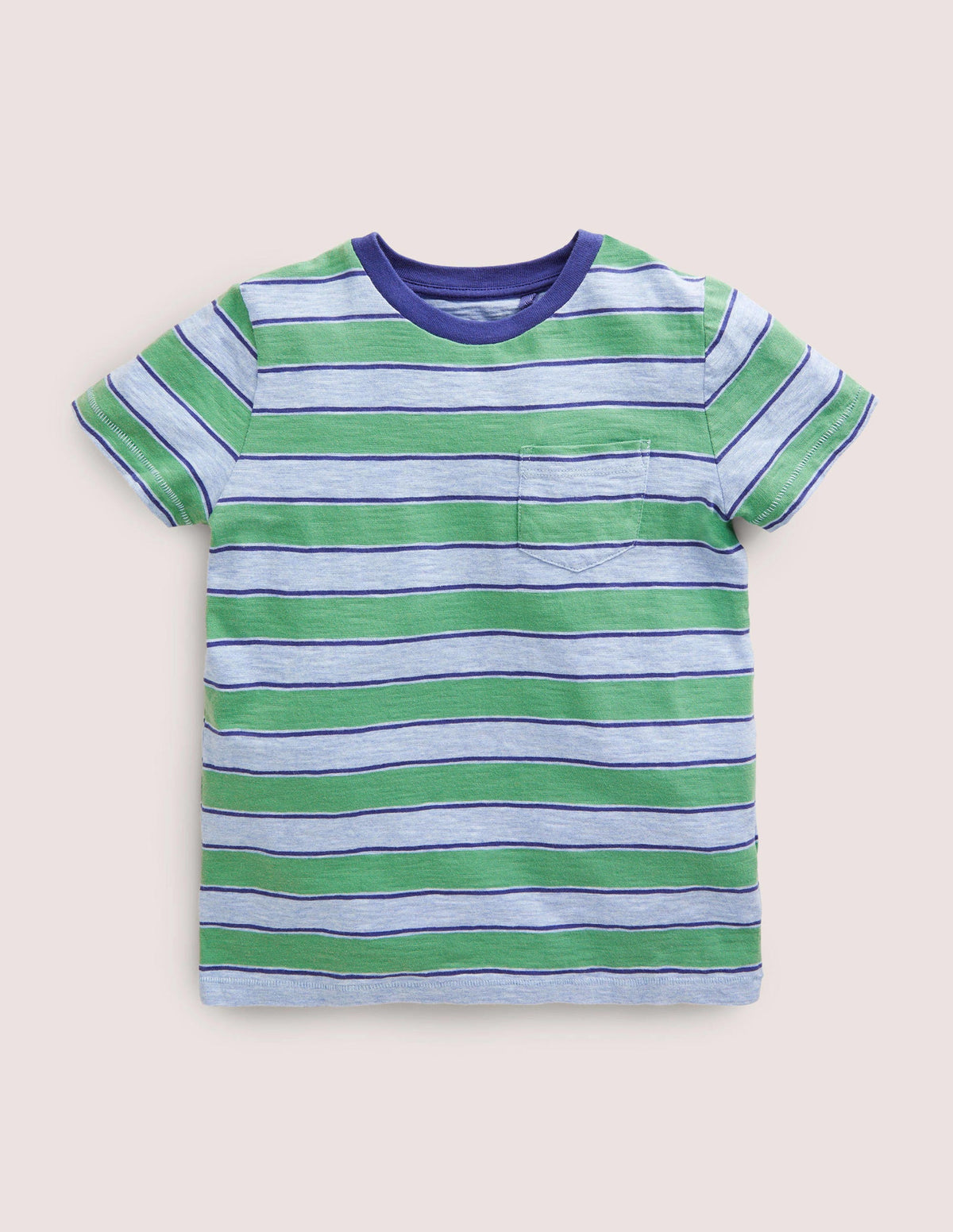 T-shirt délavé en tissu flammé-Vert gazon profond/bleu chiné-1