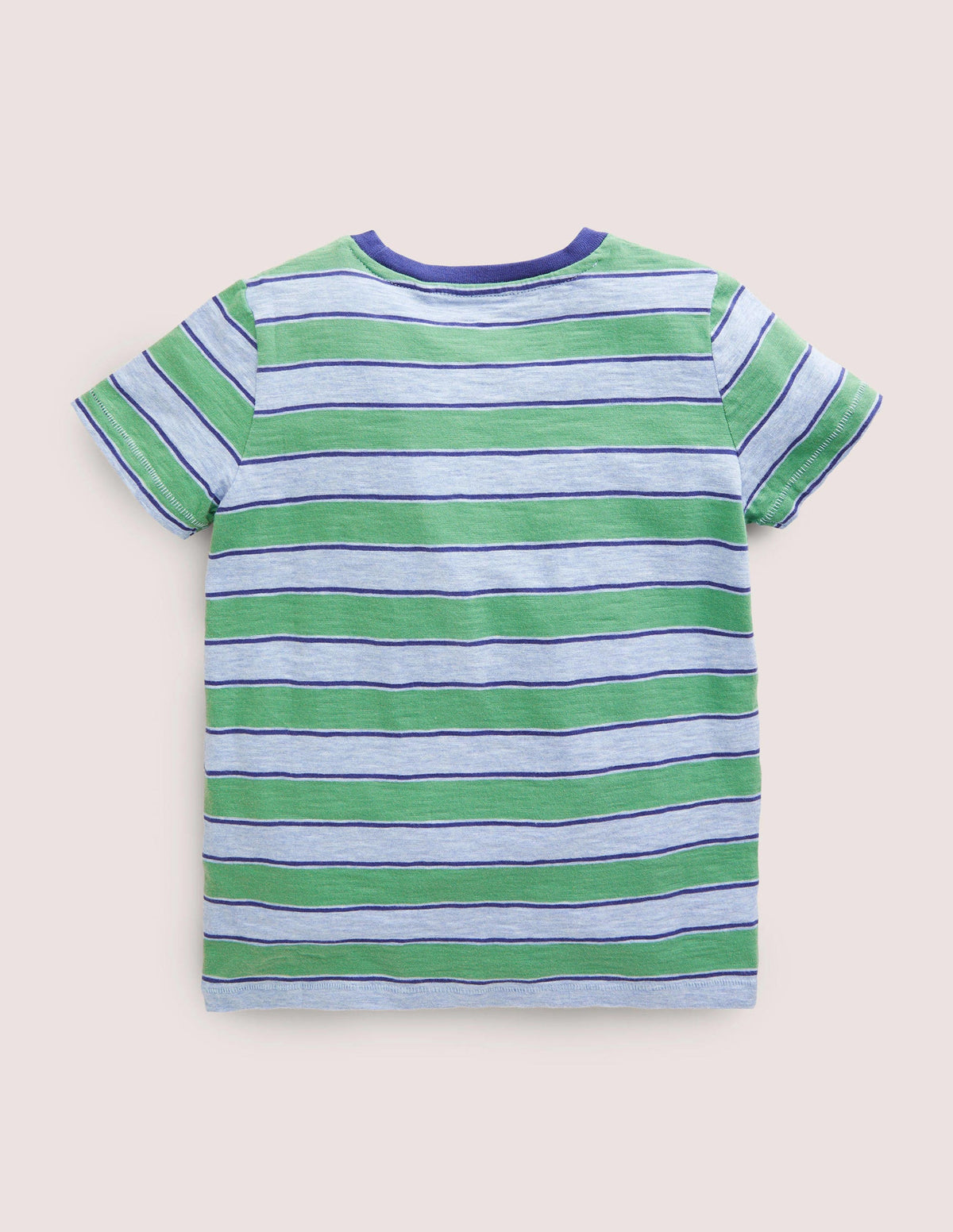 T-shirt délavé en tissu flammé-Vert gazon profond/bleu chiné-2