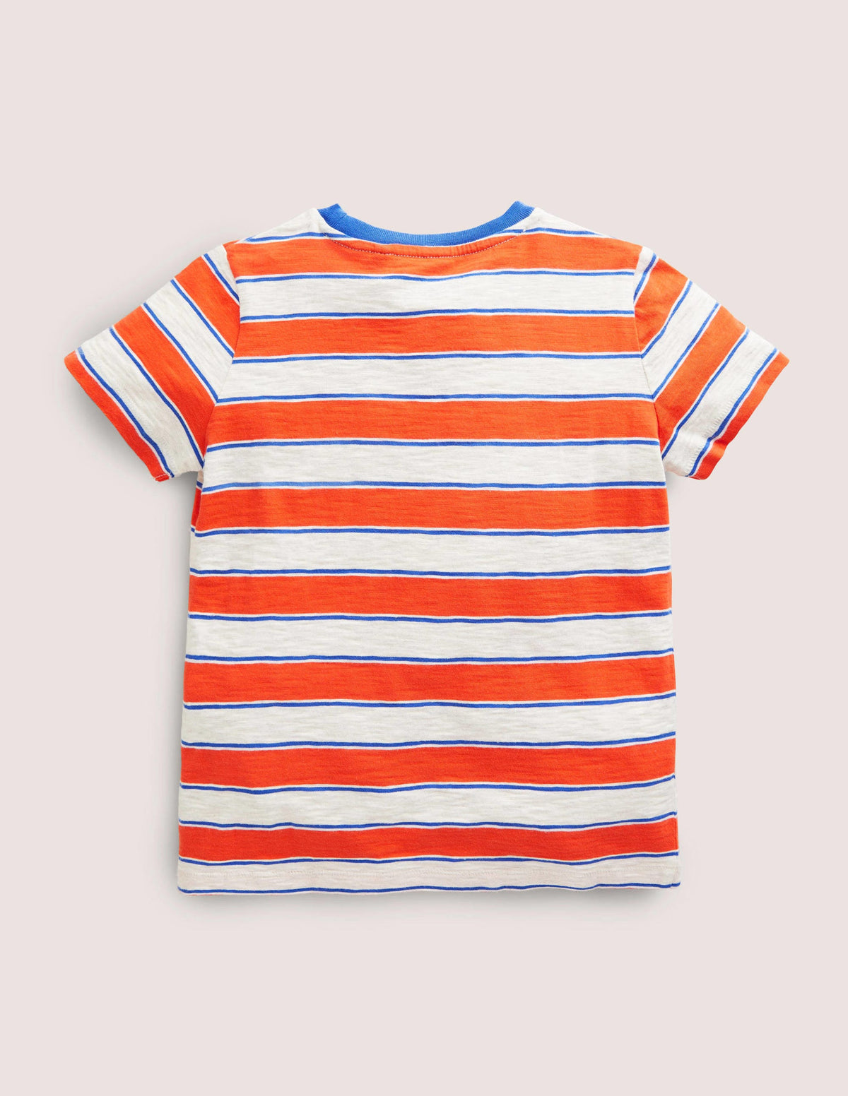 Vorgewaschenes Flammgarn-T-Shirt mit Stückfärbung-Mandarinenorange/Hellbeige Meliert-2