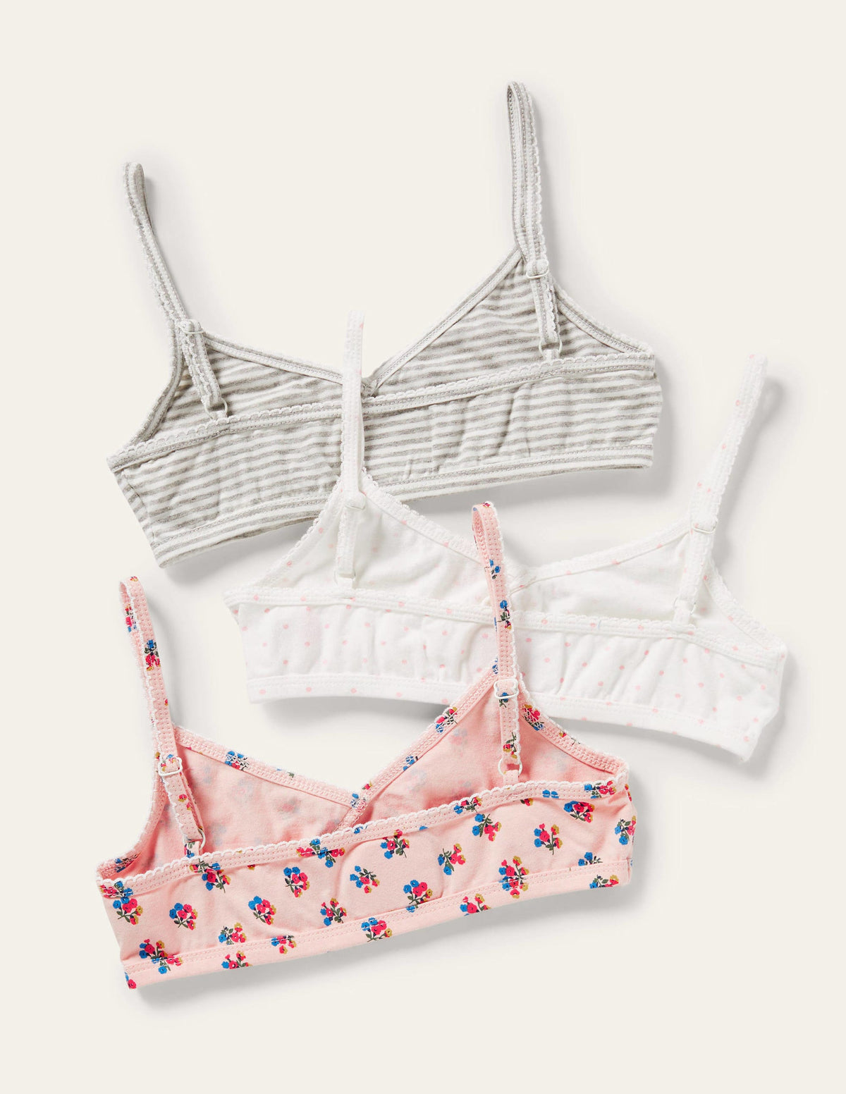3 tops courts croisés-Motif floral rose-2