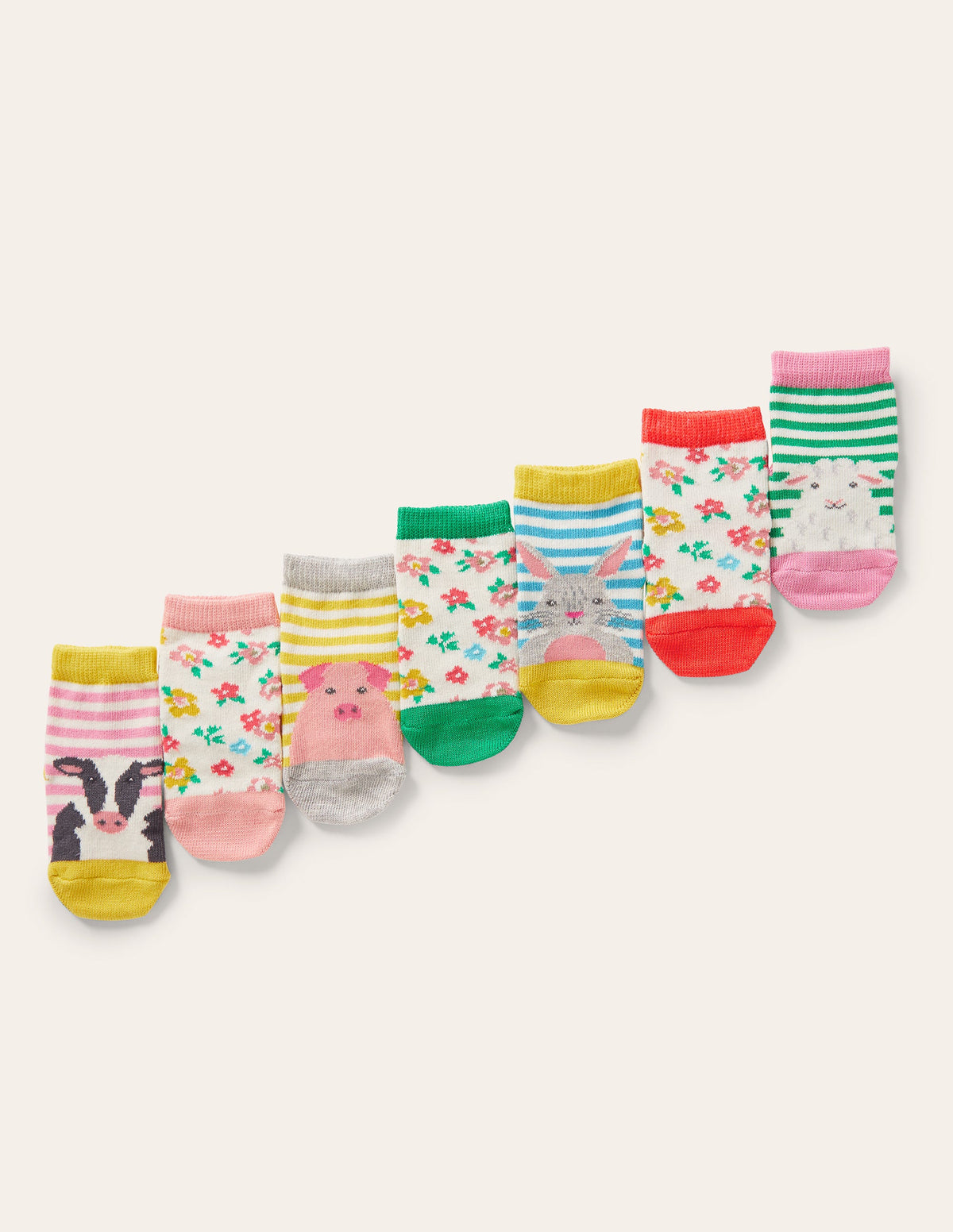 7 paires de chaussettes-Animaux de la ferme floraux-1