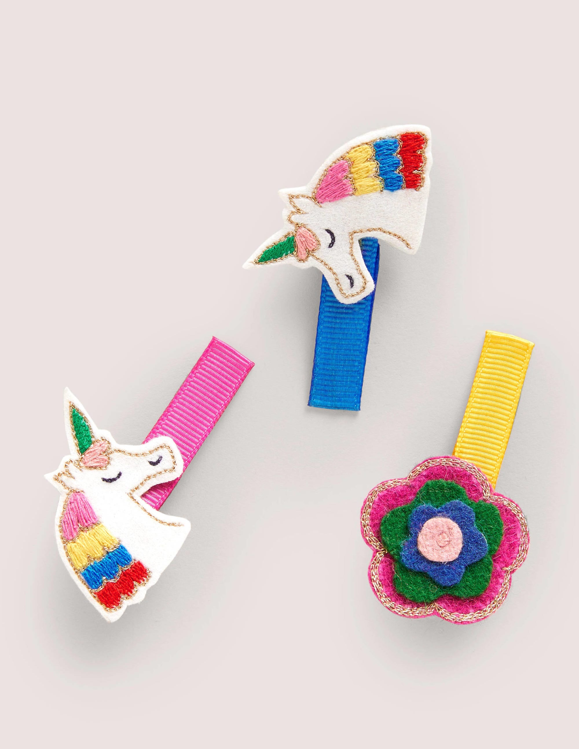 Haarclips im 3er-Pack-Bunt, Einhorn - Image 1