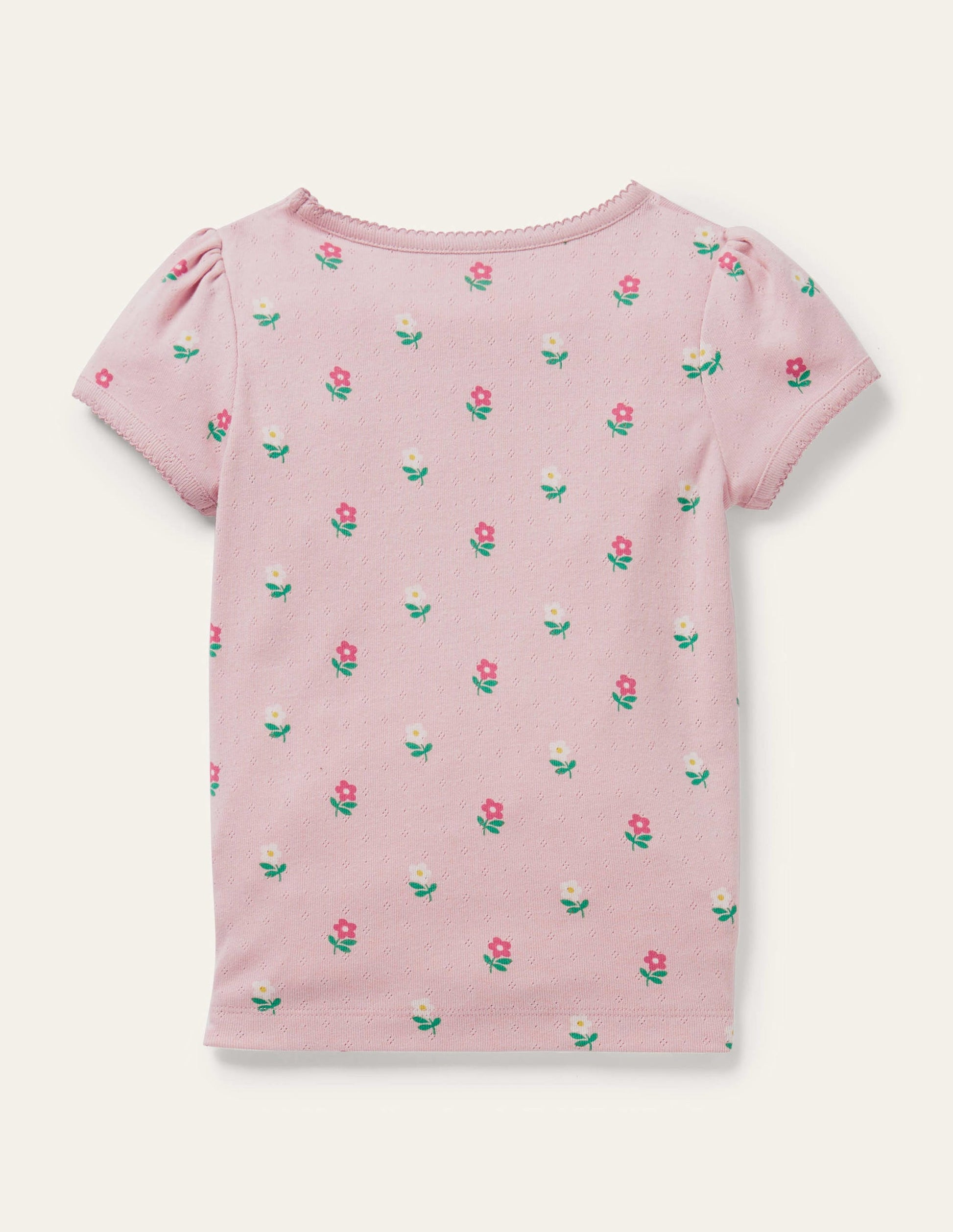 Top manches courtes en pointelle-Petites fleurs rose boto-2