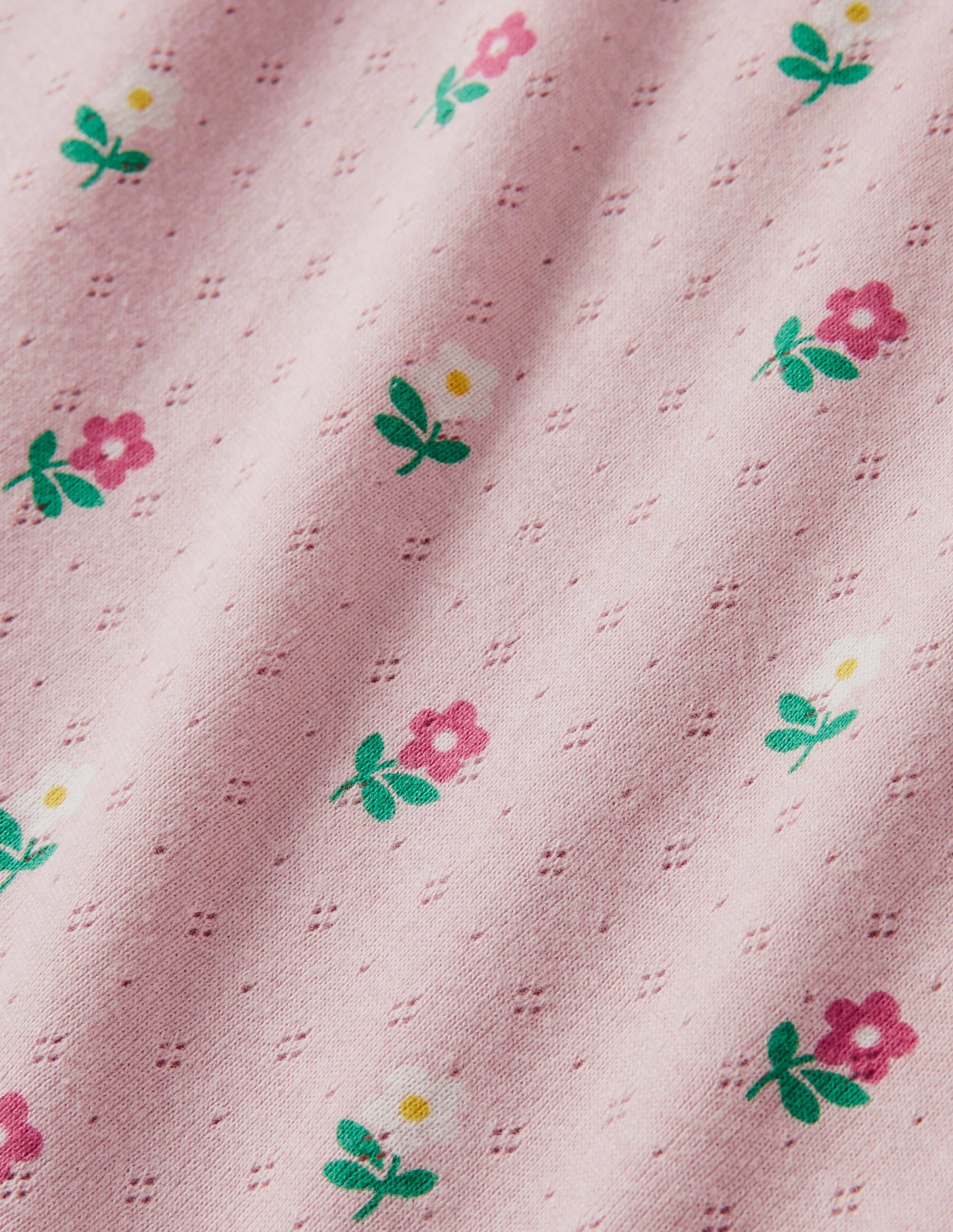 Top manches courtes en pointelle-Petites fleurs rose boto - Image 3
