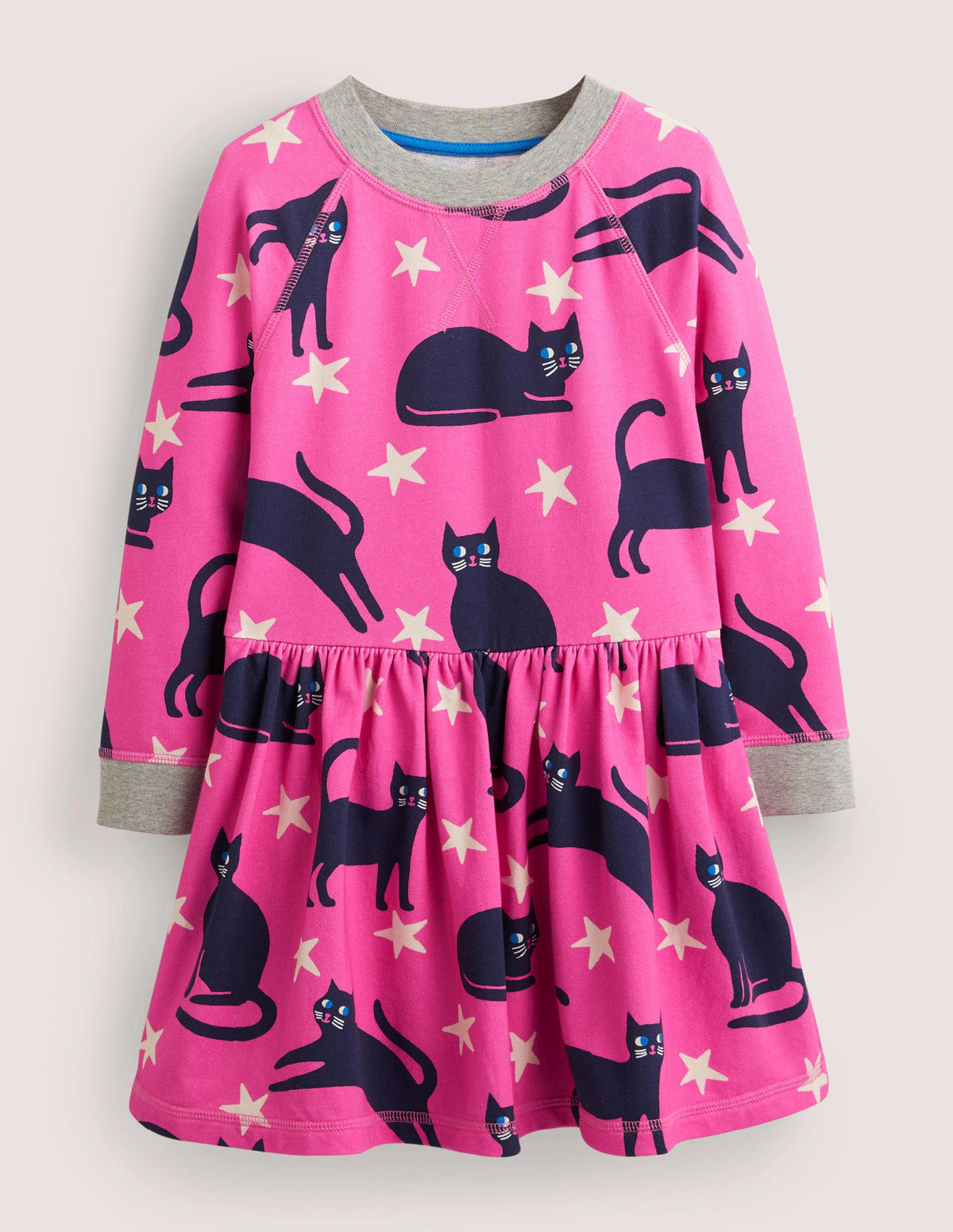 Pink Halloween Cats Sweatshirt Dress-Rosarot, Katzen - Image 1
