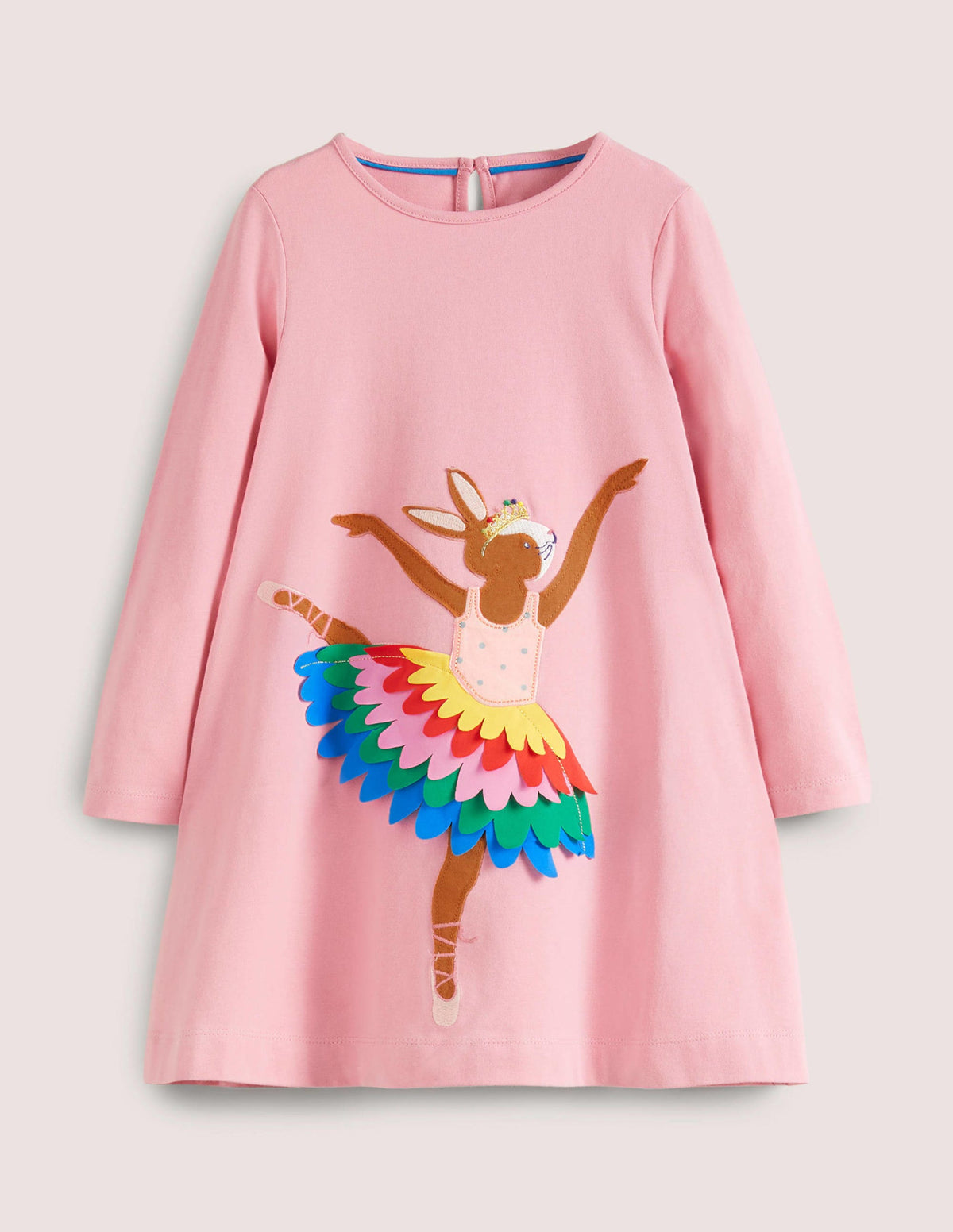 Big Appliqué Dress-Formica Pink Ballerina Bunny - Image 1