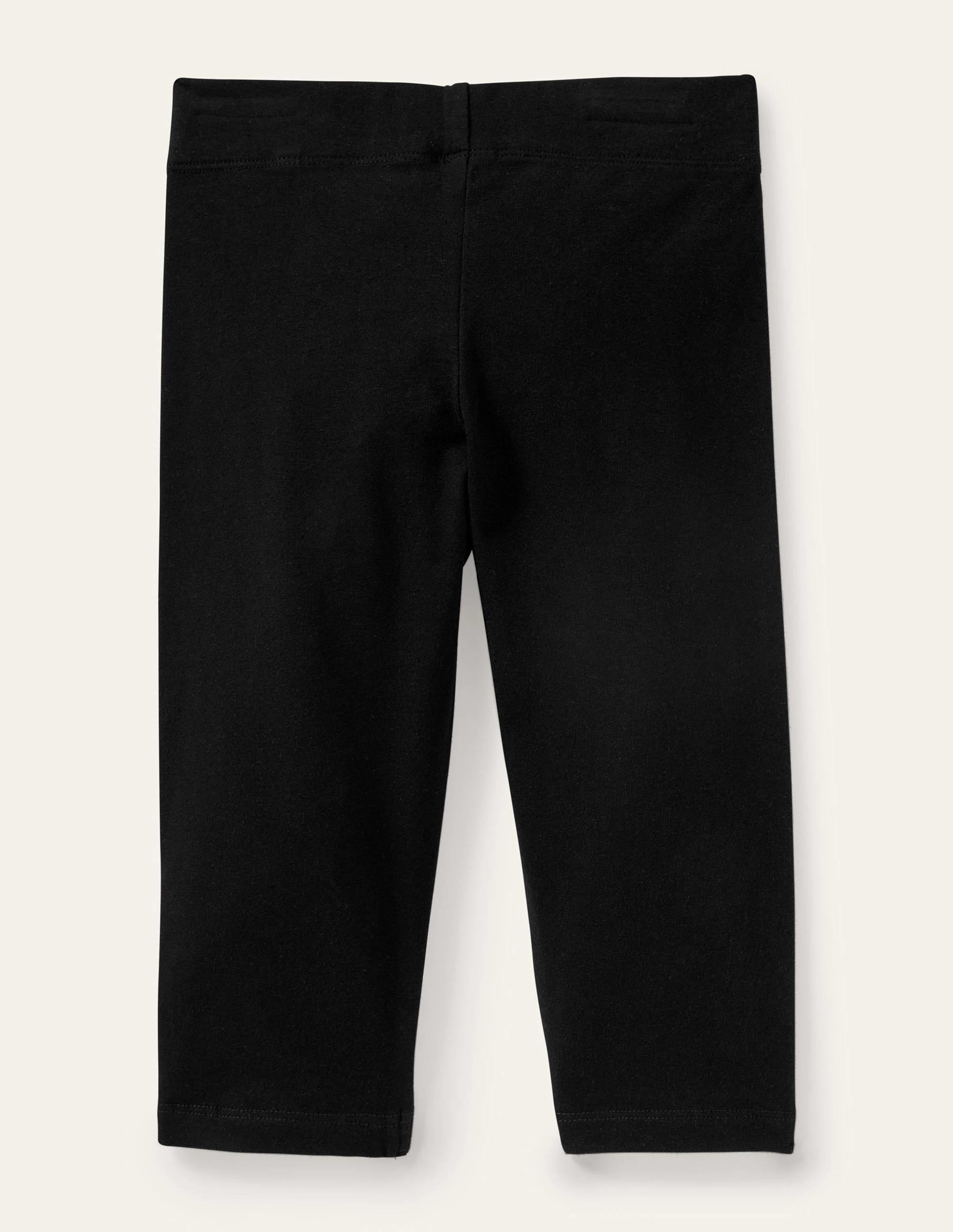 Kurz geschnittene einfarbige Leggings-Schwarz - Image 2