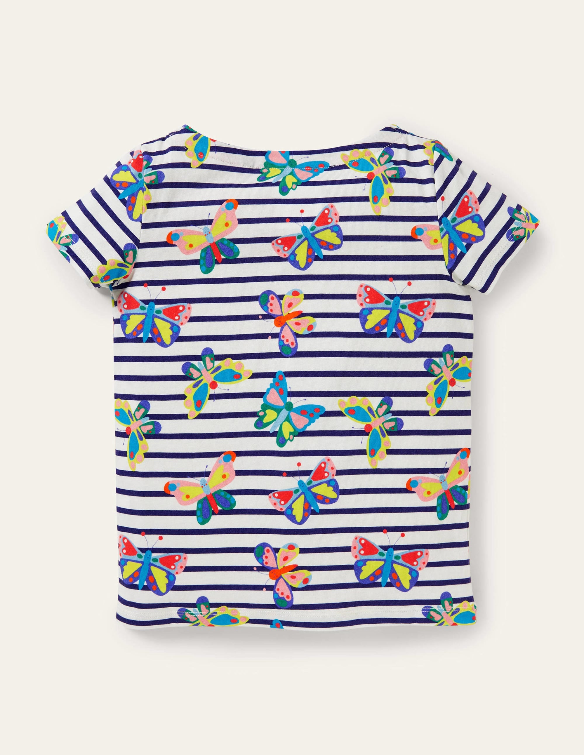 Kurzärmliges Bretonshirt-Bunt, Schmetterlinge/Gestreift - Image 2