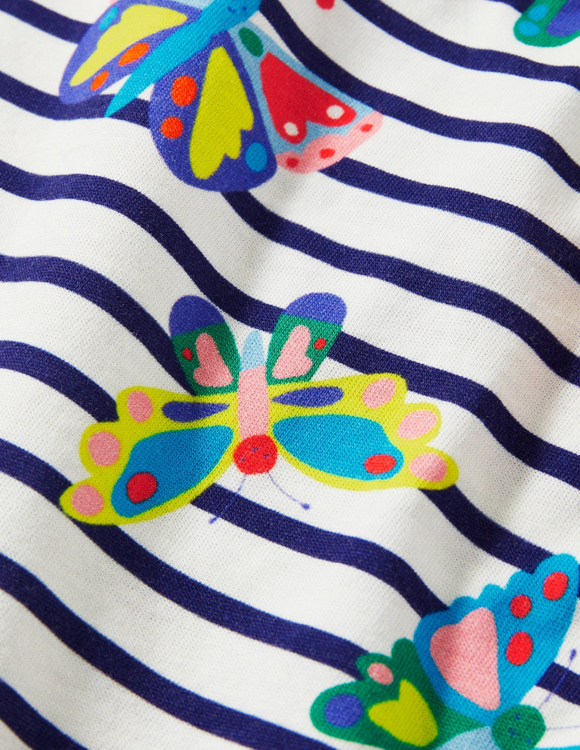 Kurzärmliges Bretonshirt-Bunt, Schmetterlinge/Gestreift-3