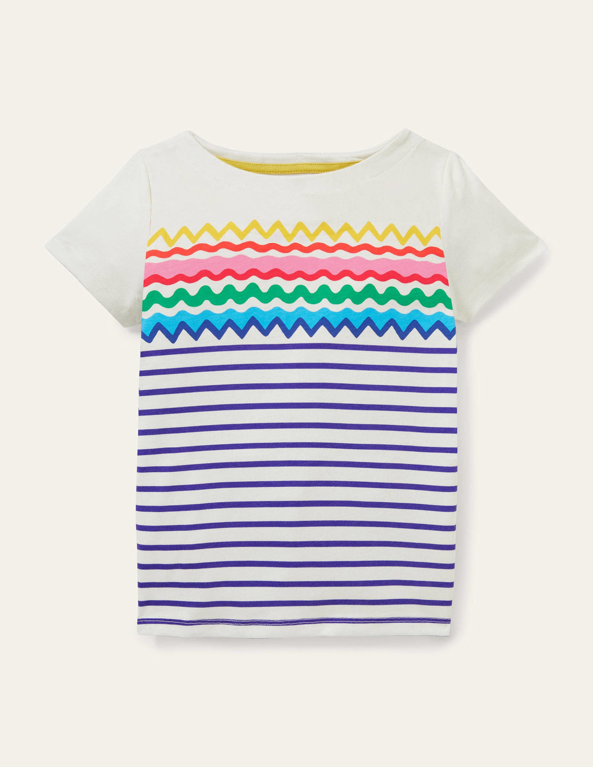 Marinière manches courtes-Marinière motif zigzag placé - Image 1