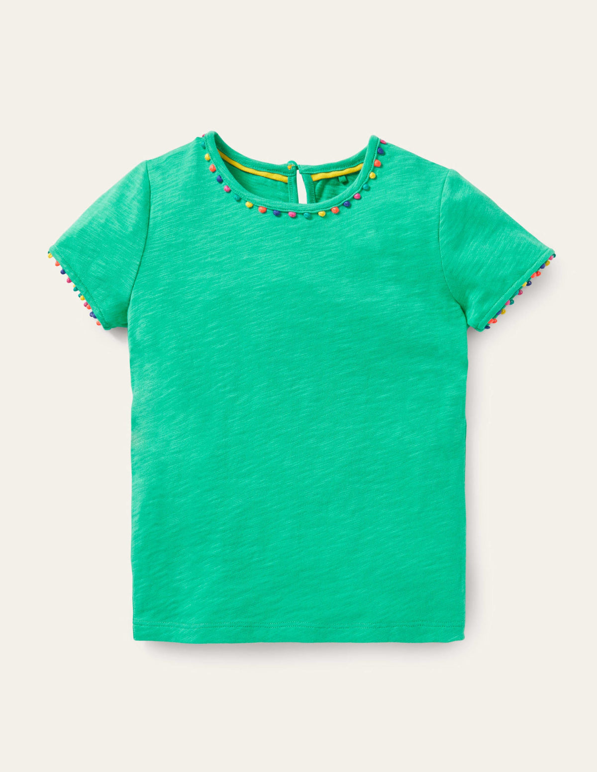 T-shirt Charlie en jersey à pompons-Vert tropical - Image 1